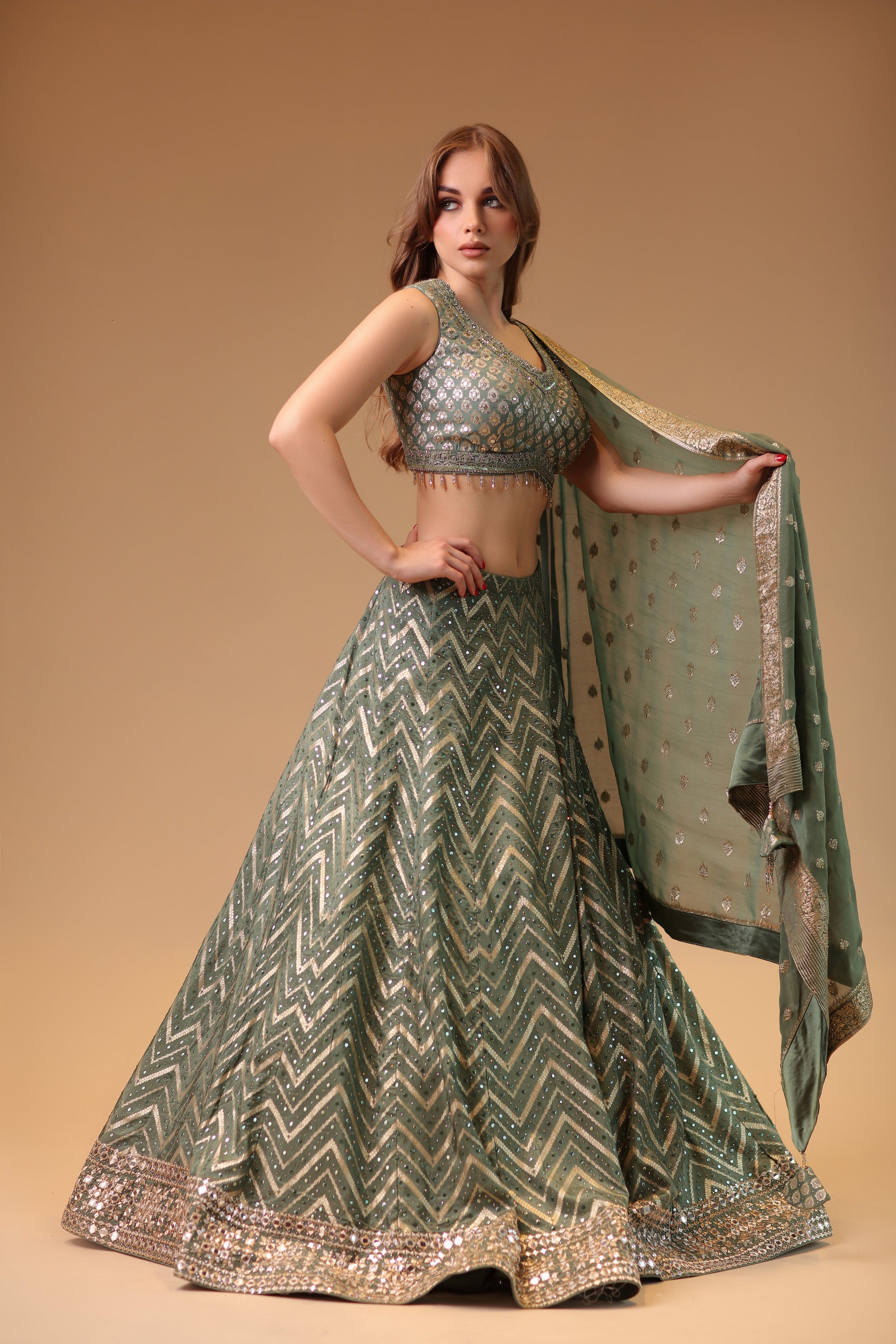 Lehnga Paired with Exotic Blouse