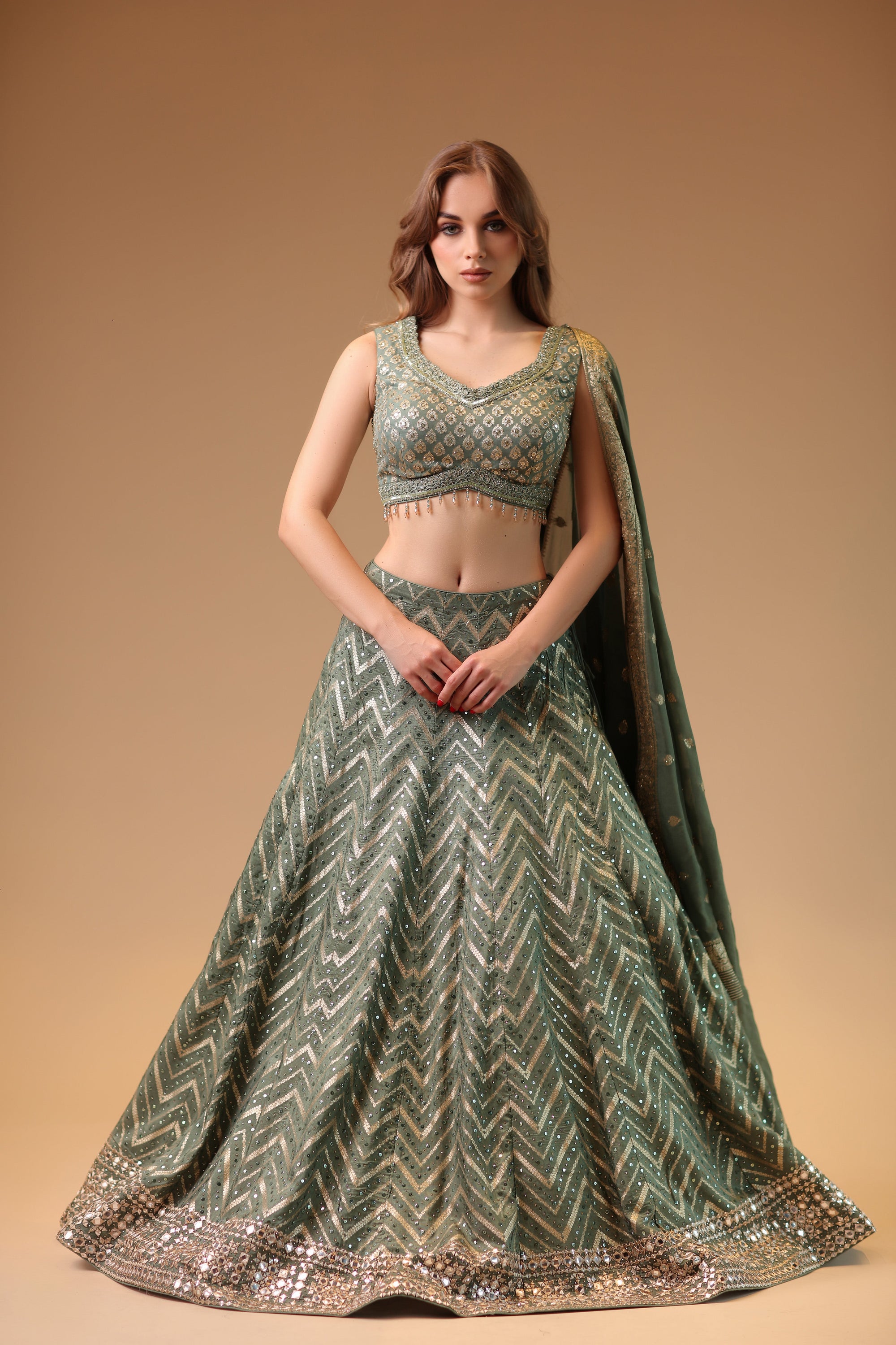 Lehnga Paired with Exotic Blouse