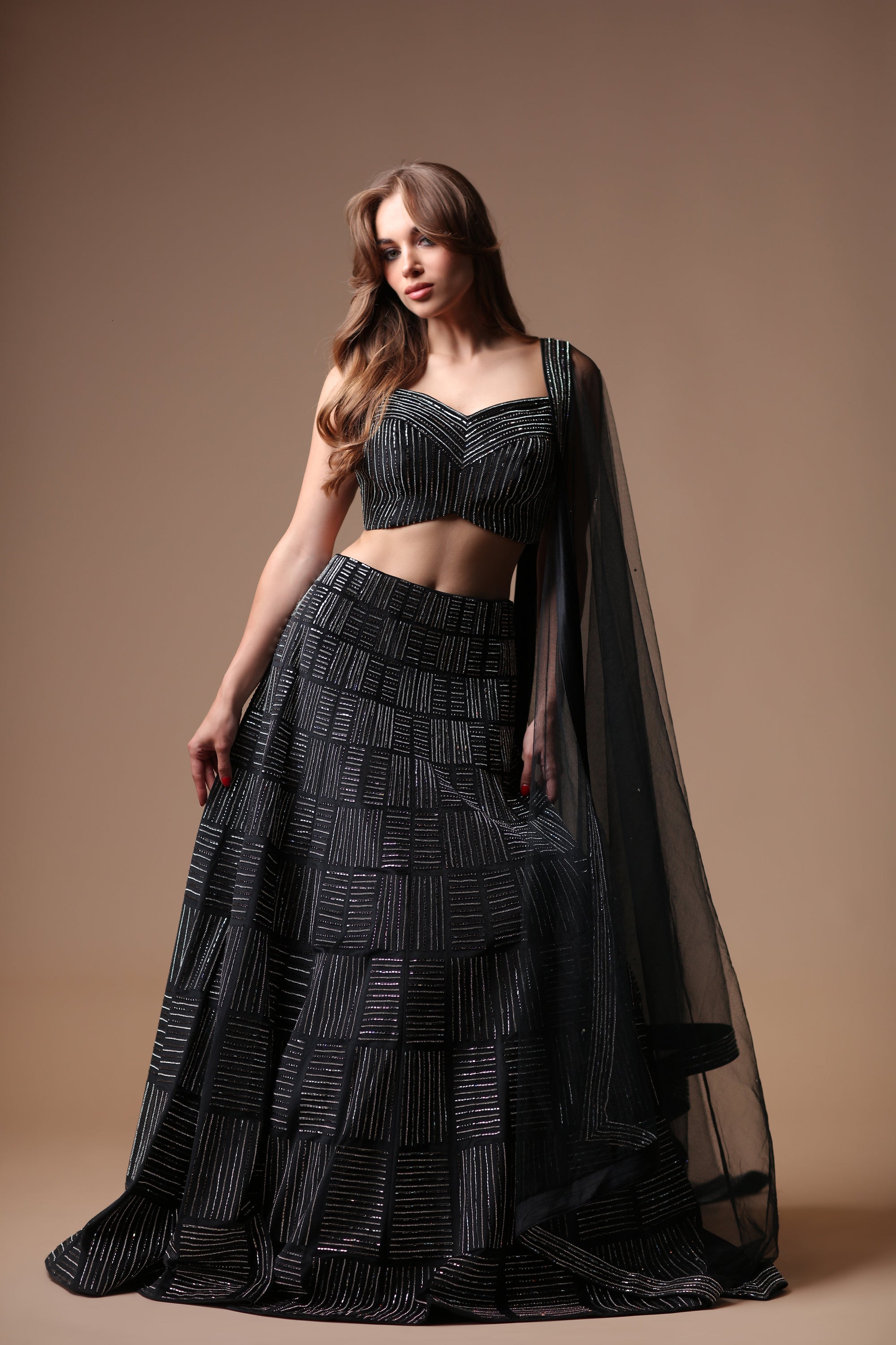 Monotone Onyx Lehenga