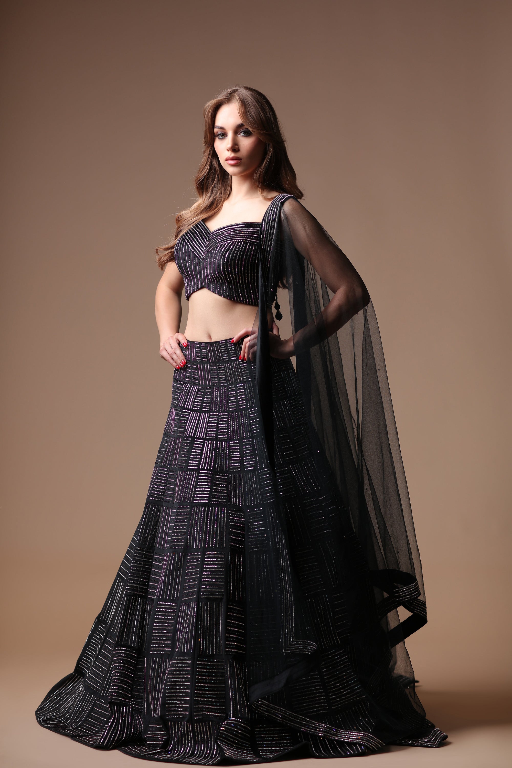 Monotone Onyx Lehenga