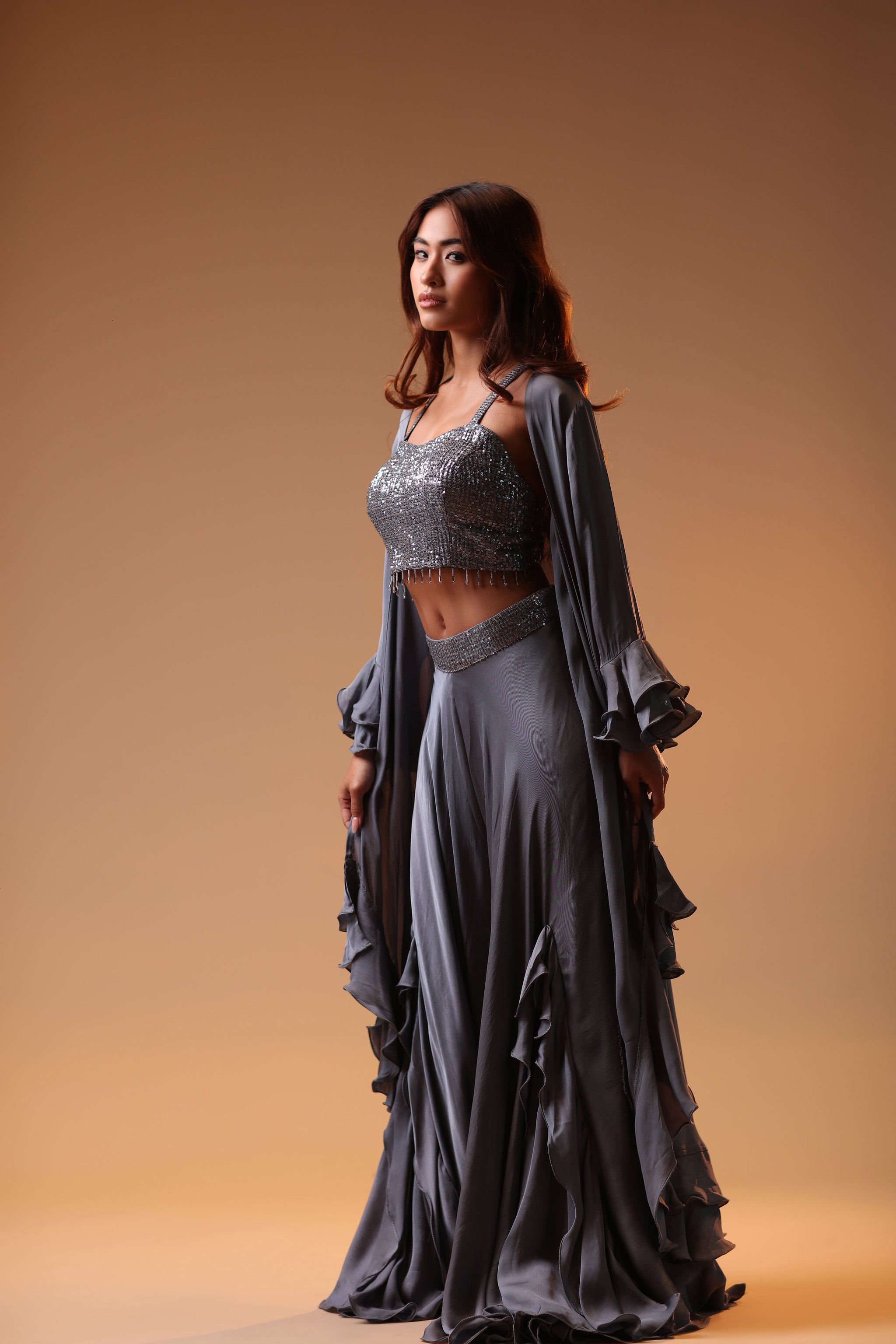 Elite Crop Top With Sharara Set