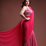 Warm Toned Gharara-Style saree Ensemble