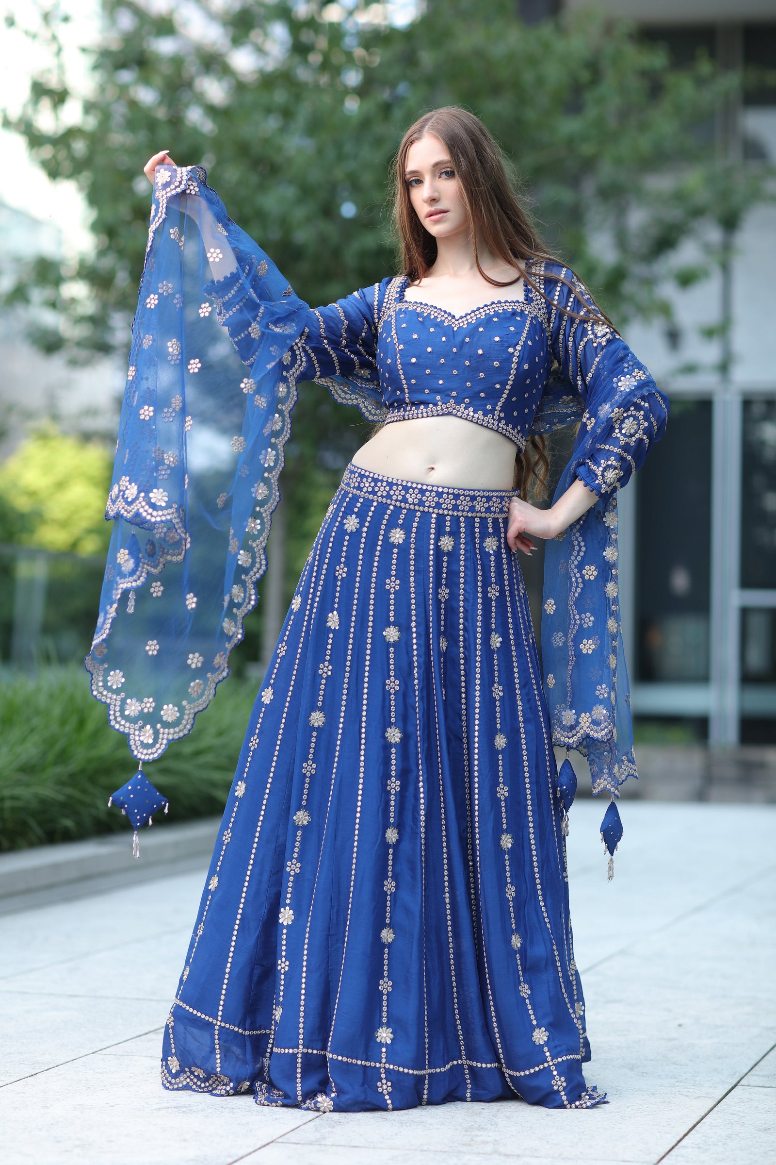 Ethereal Cerulean Blue Lehenga