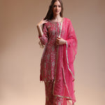 Classic Shocking Pink Ensemble of Embellished Kameez And Trousers