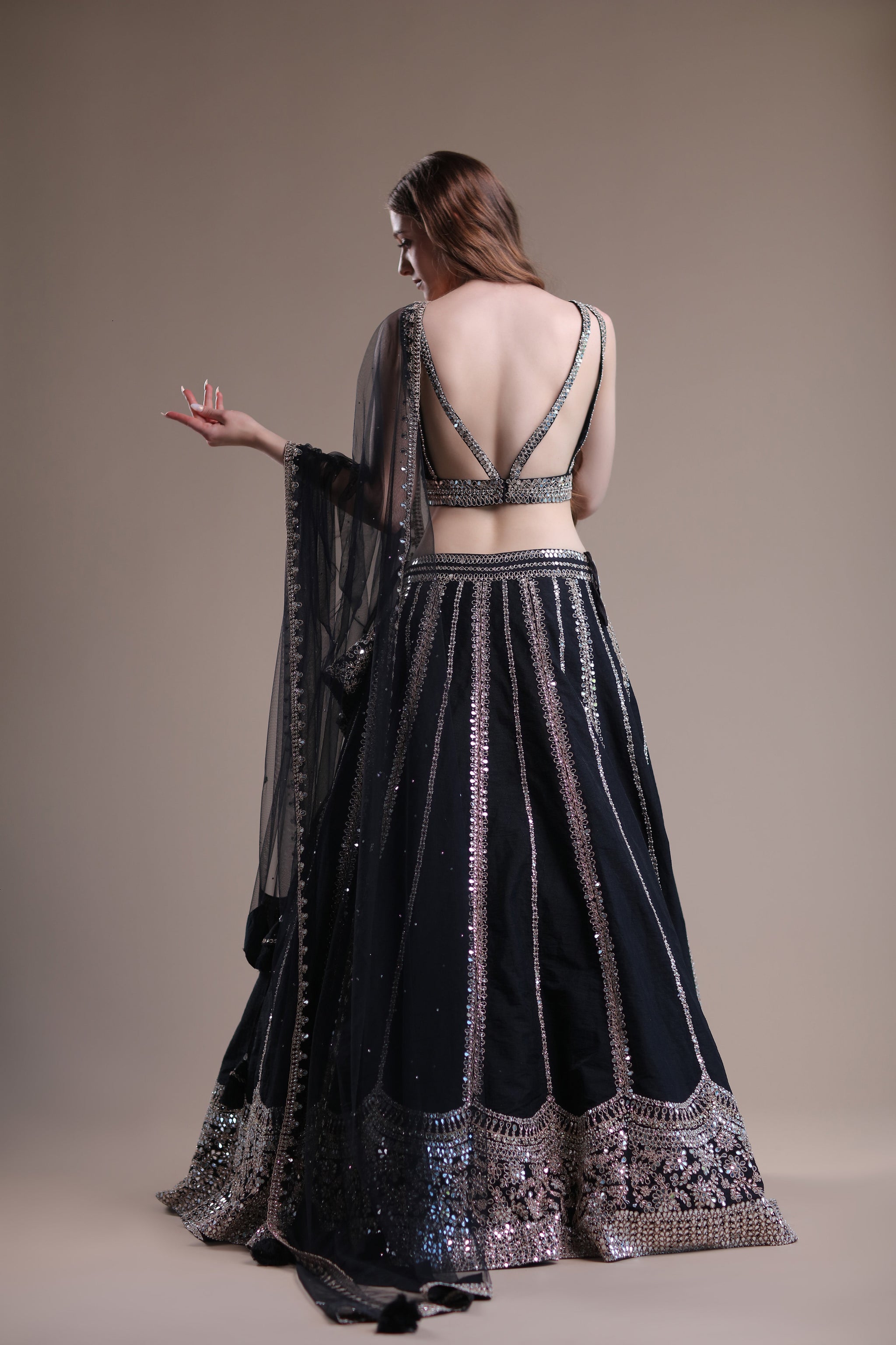 Embellished Onyx Lehenga