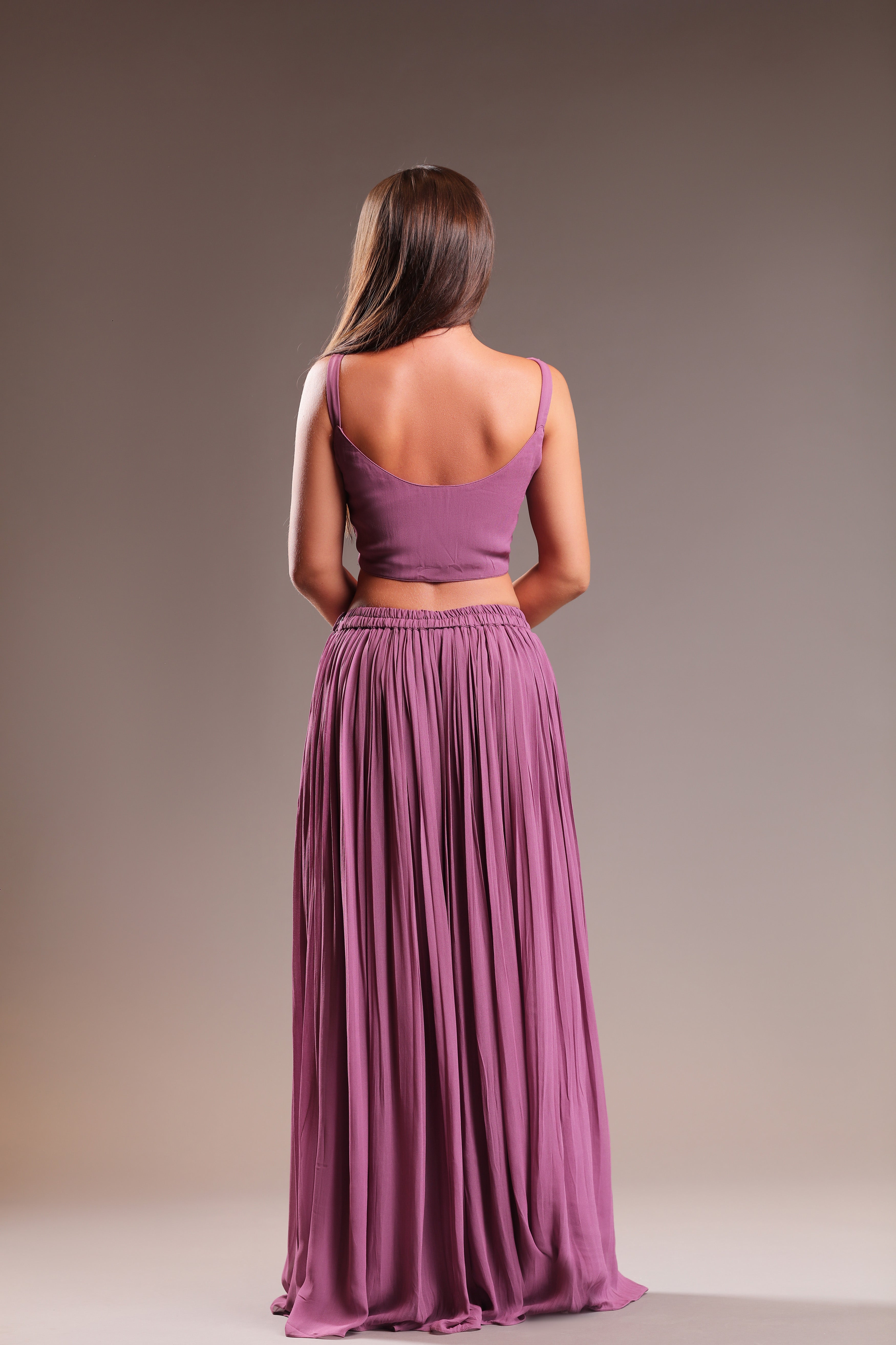 Chic Lilac Sharara With Sequined croptop