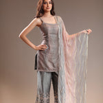 Sassy Metallic Ensemble Featuring Kameez And Palazzo Pants