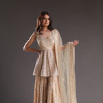 Ethereal Two-toned Ensemble Featuring Sequined Gharara And Kurta