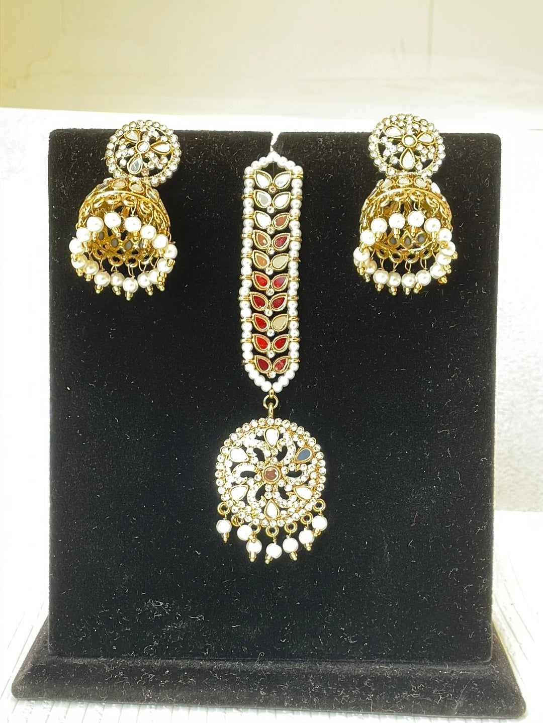 Mirror Work Jhumki Tikka Set