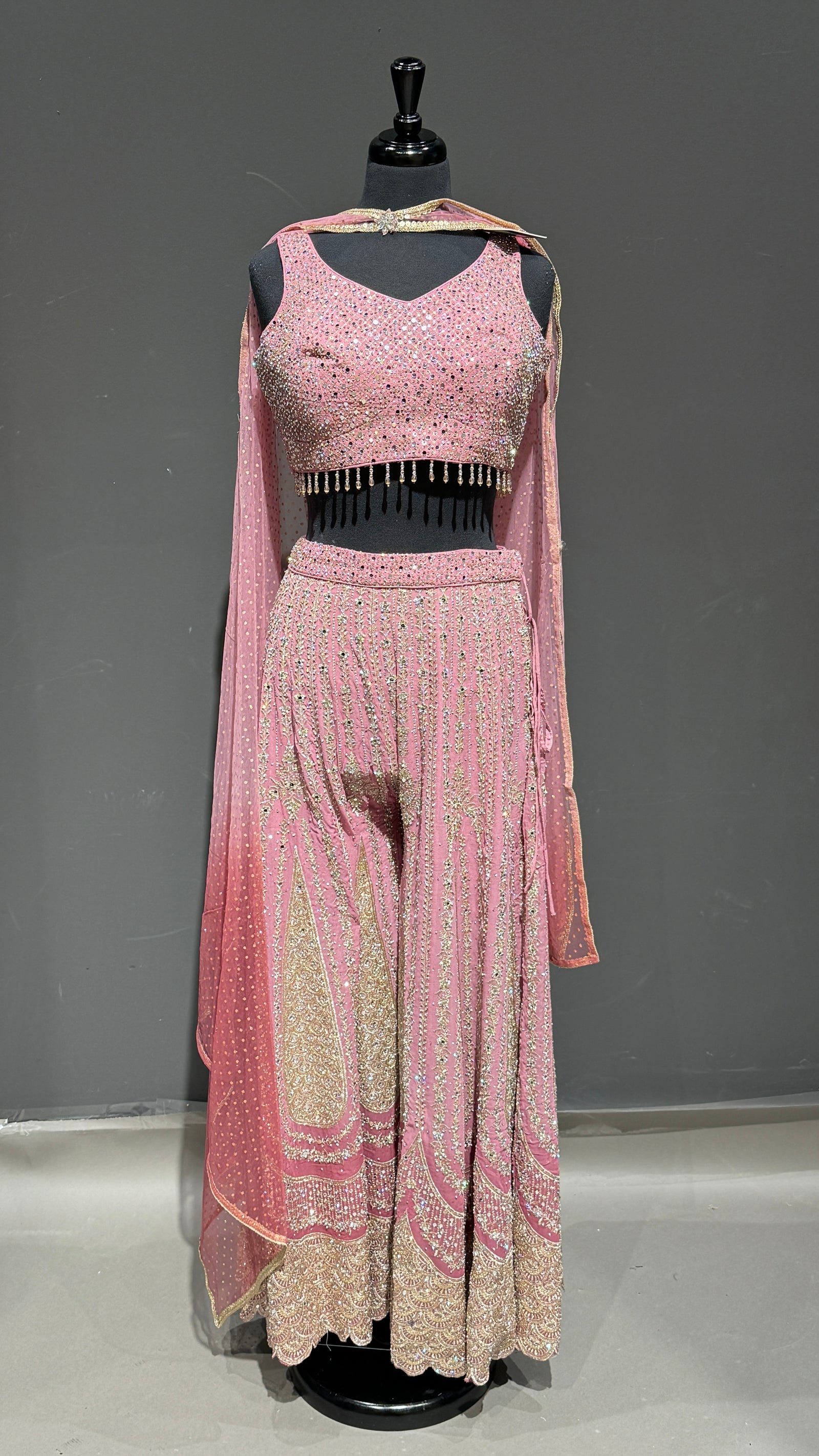 Glittery Crop Top with Sharara with Bottom Embroidered