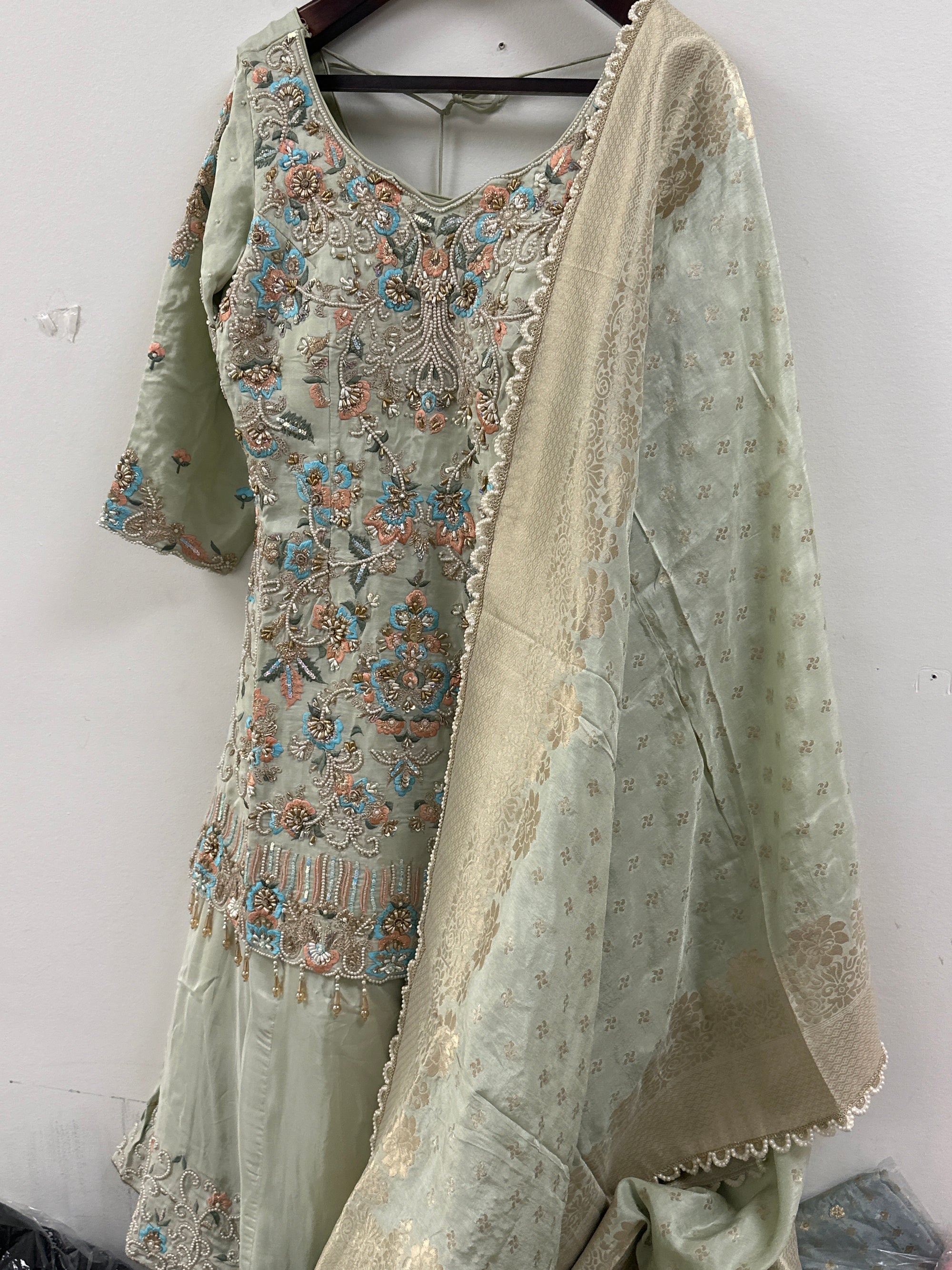 Thread And Pearl Embroidery Sharara Suit