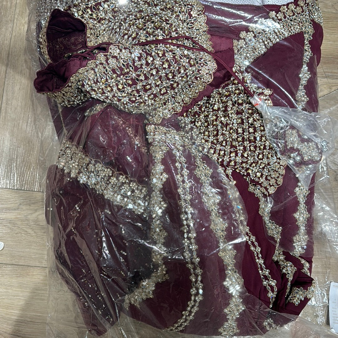 Gota Patti Lehenga Wine