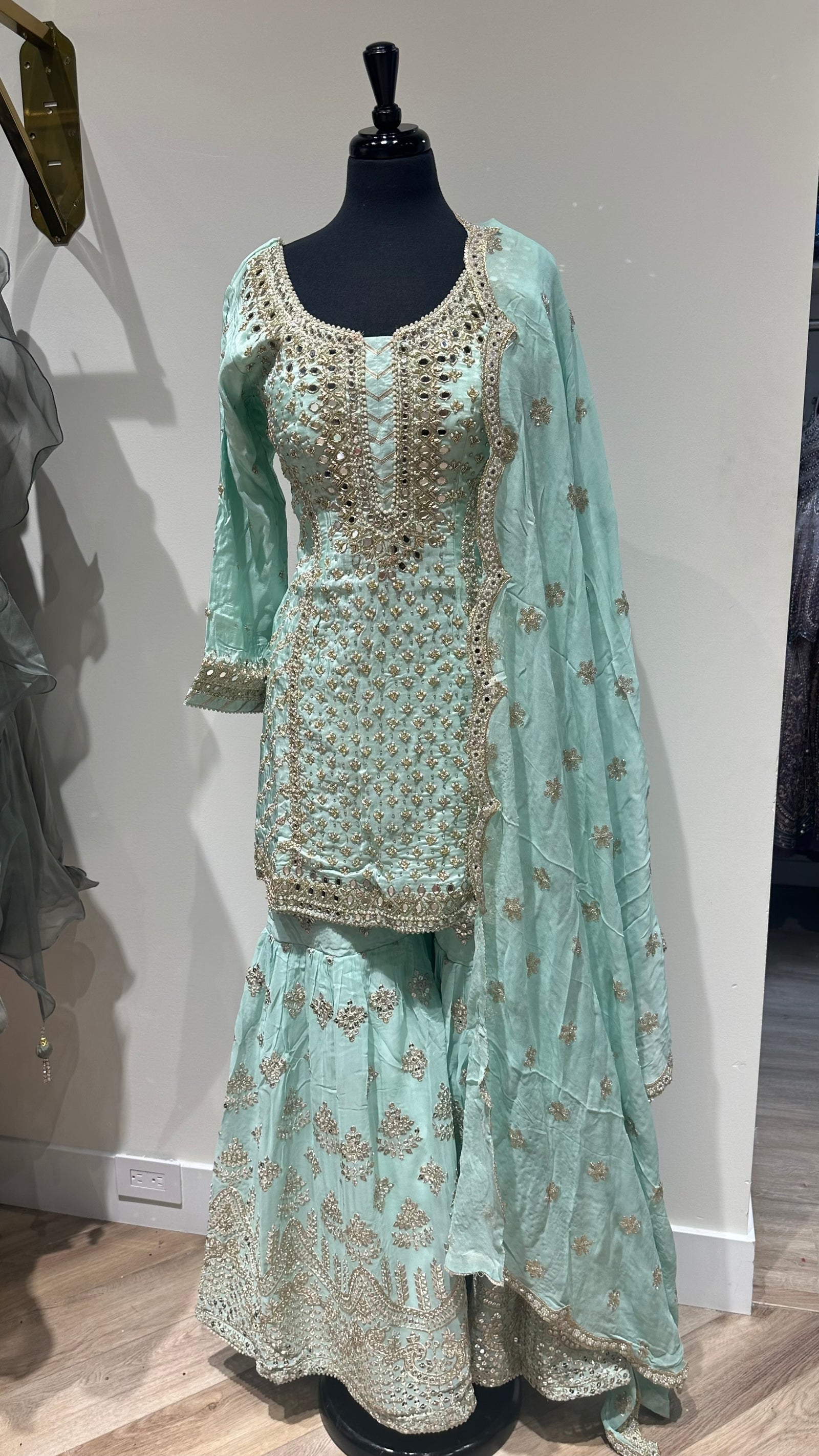 MAGNIFICENT MIRROR WORK SHARARA SUIT