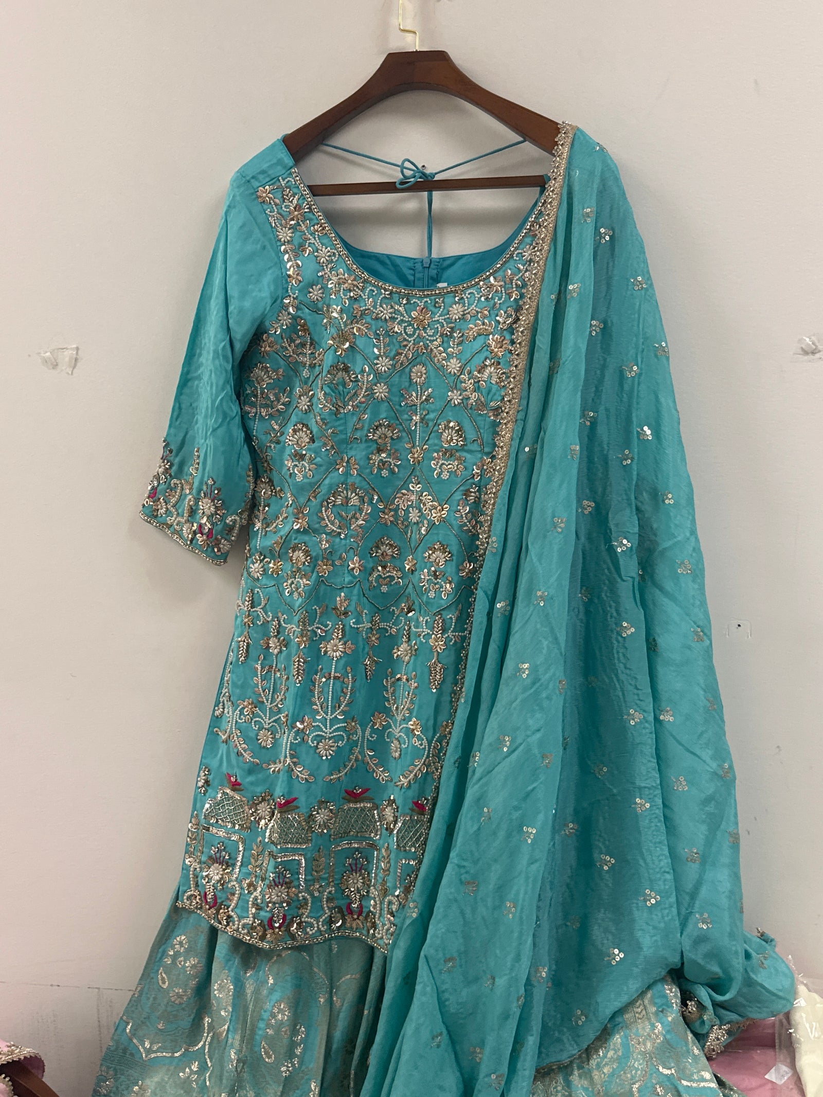 Pearl Embroidery Sharara Suit