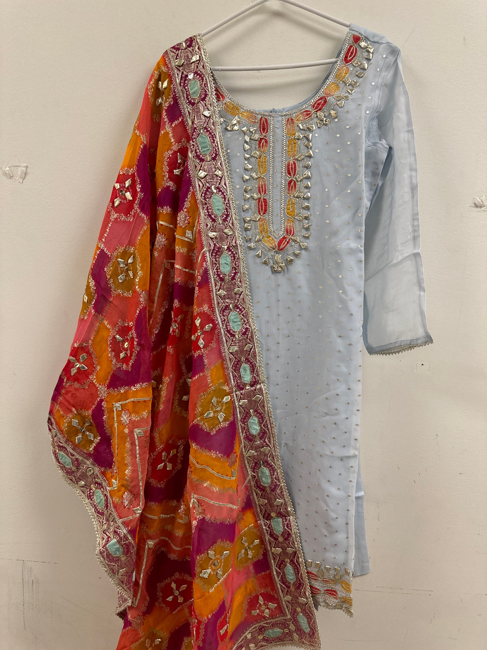 Gotta Patti Banarsi Pant Suit With Multi Dupatta