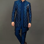 Navy Mirror Work Men's Kurta Pajama