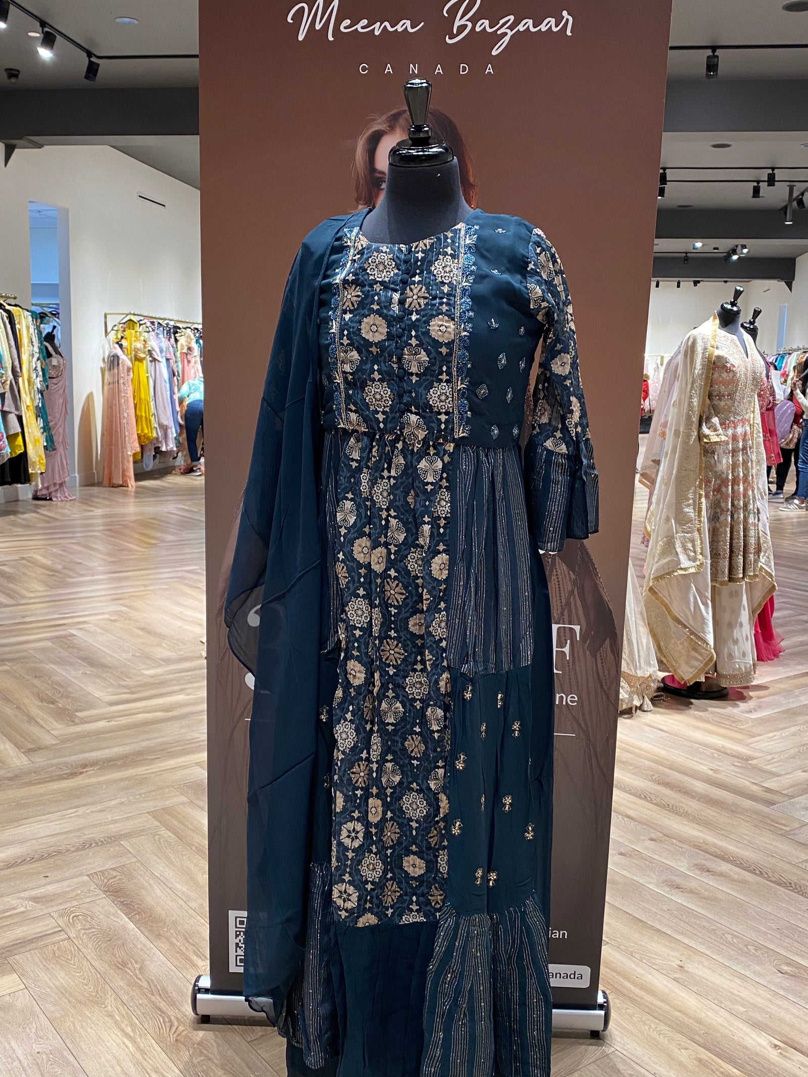 Golden Detailed Embroidered Sharara Suit