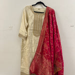 Banarasi Pant Suit with Different Coloured Dupatta