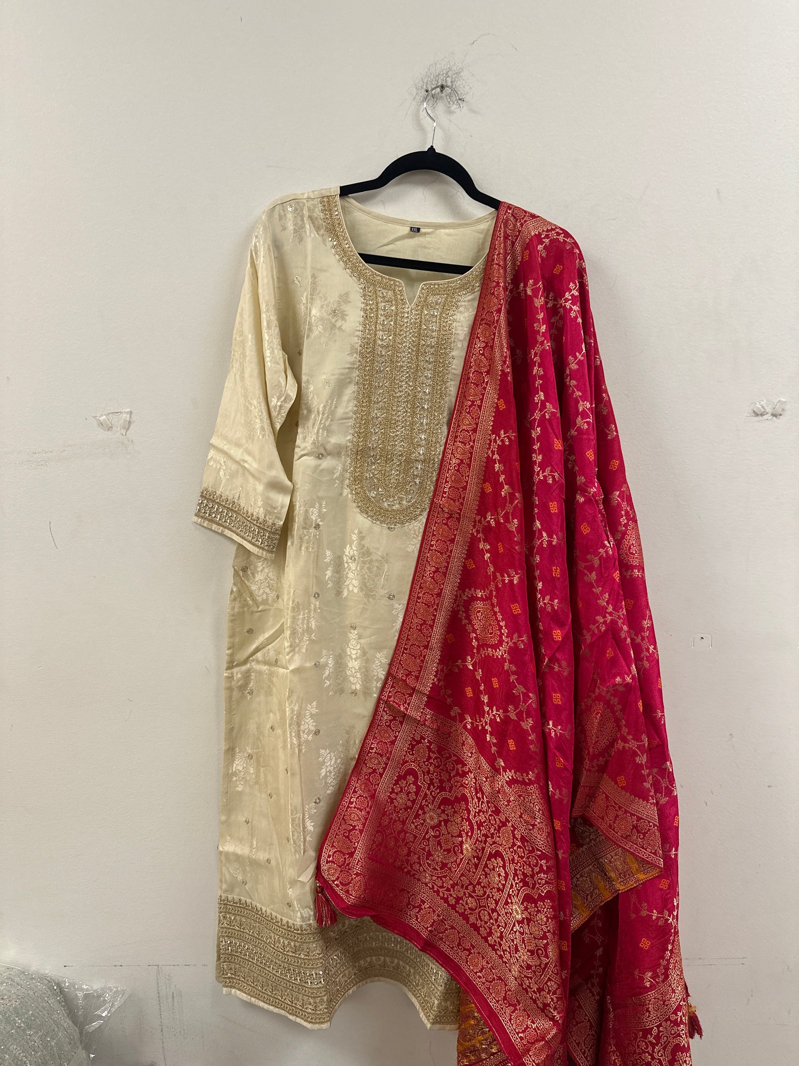 Banarasi Pant Suit with Different Coloured Dupatta