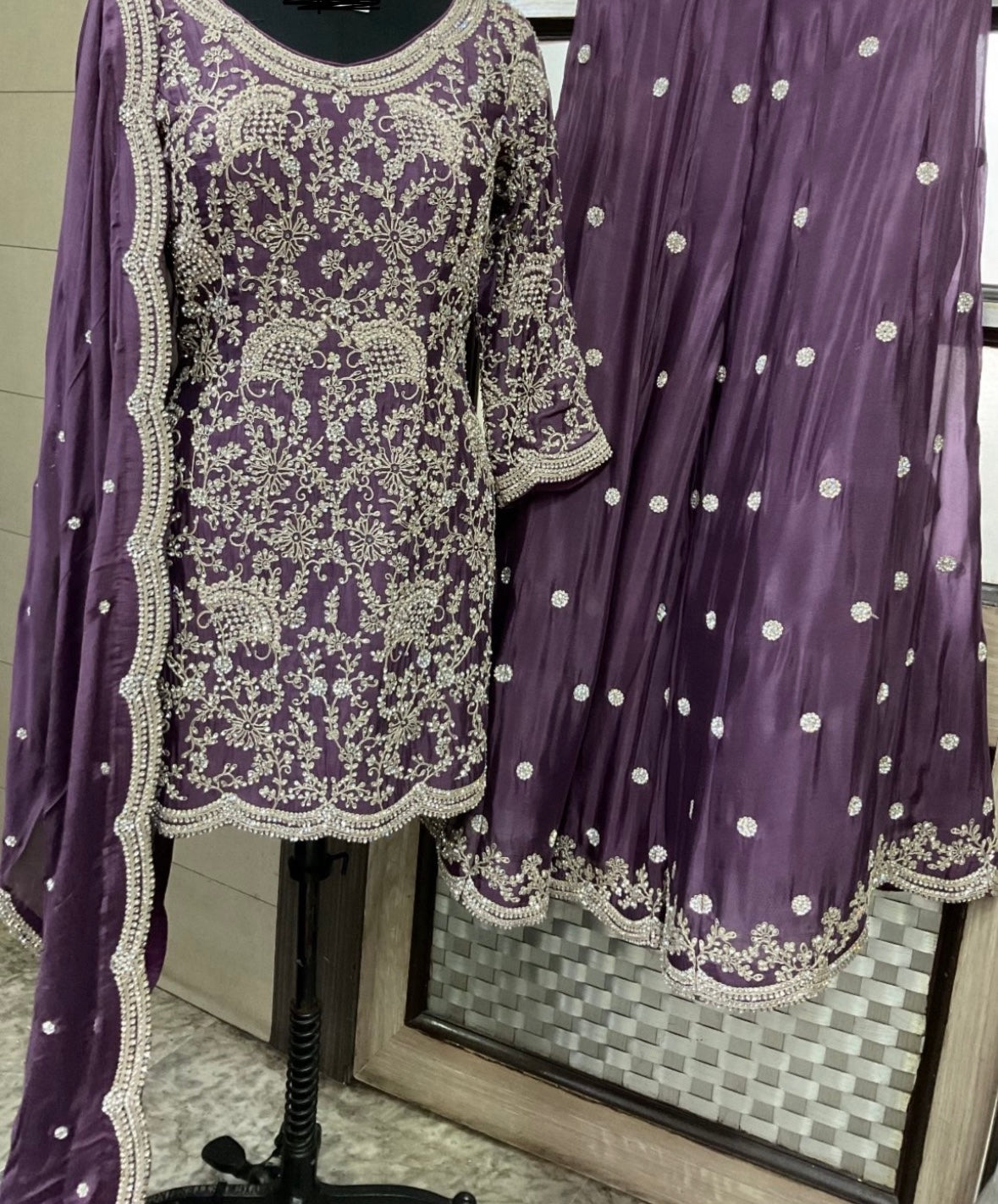 Stunning Heavy Embroidery Sharara Suit