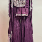 Purple Embezzled Lehengas with Cape