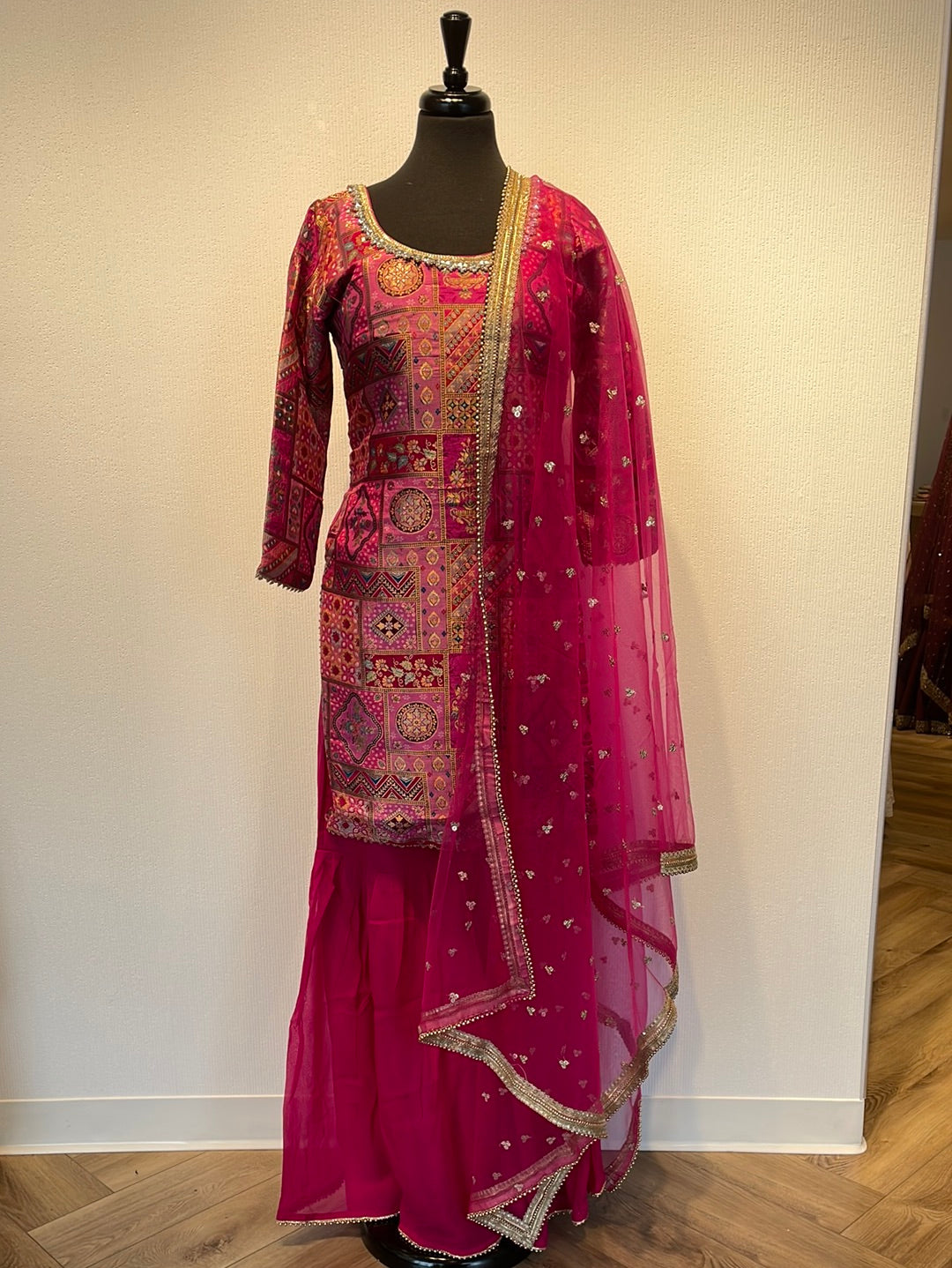 Multi Colour Brocade Gharara Suit