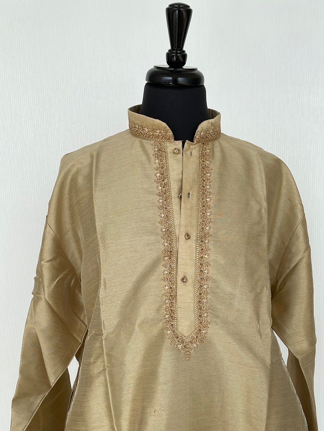 Khadi silk kurta pajama with golden embroidery