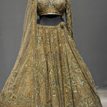 Premium Green Mehendi Lehenga with Handcrafted Pearl Detailing