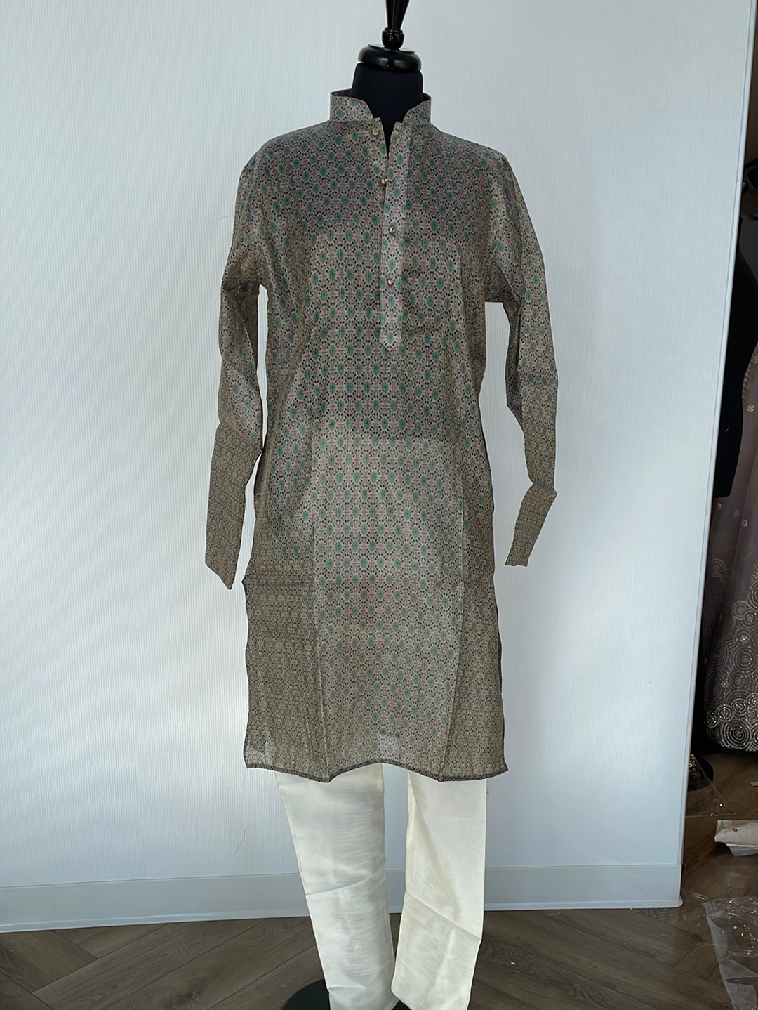 Printed silk kurta pajama