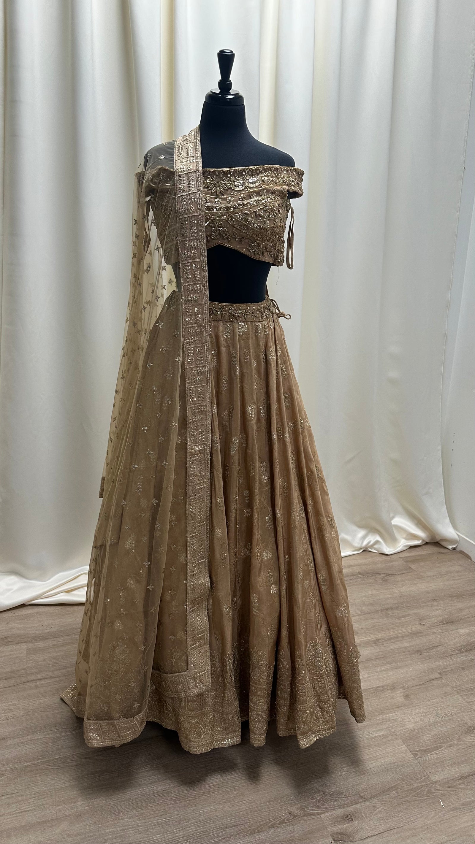 Off Shoulder Blouse with Banarsi lehenga