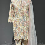 Multicolor Thread work Pant Suit with Pearl Finishing Tassles