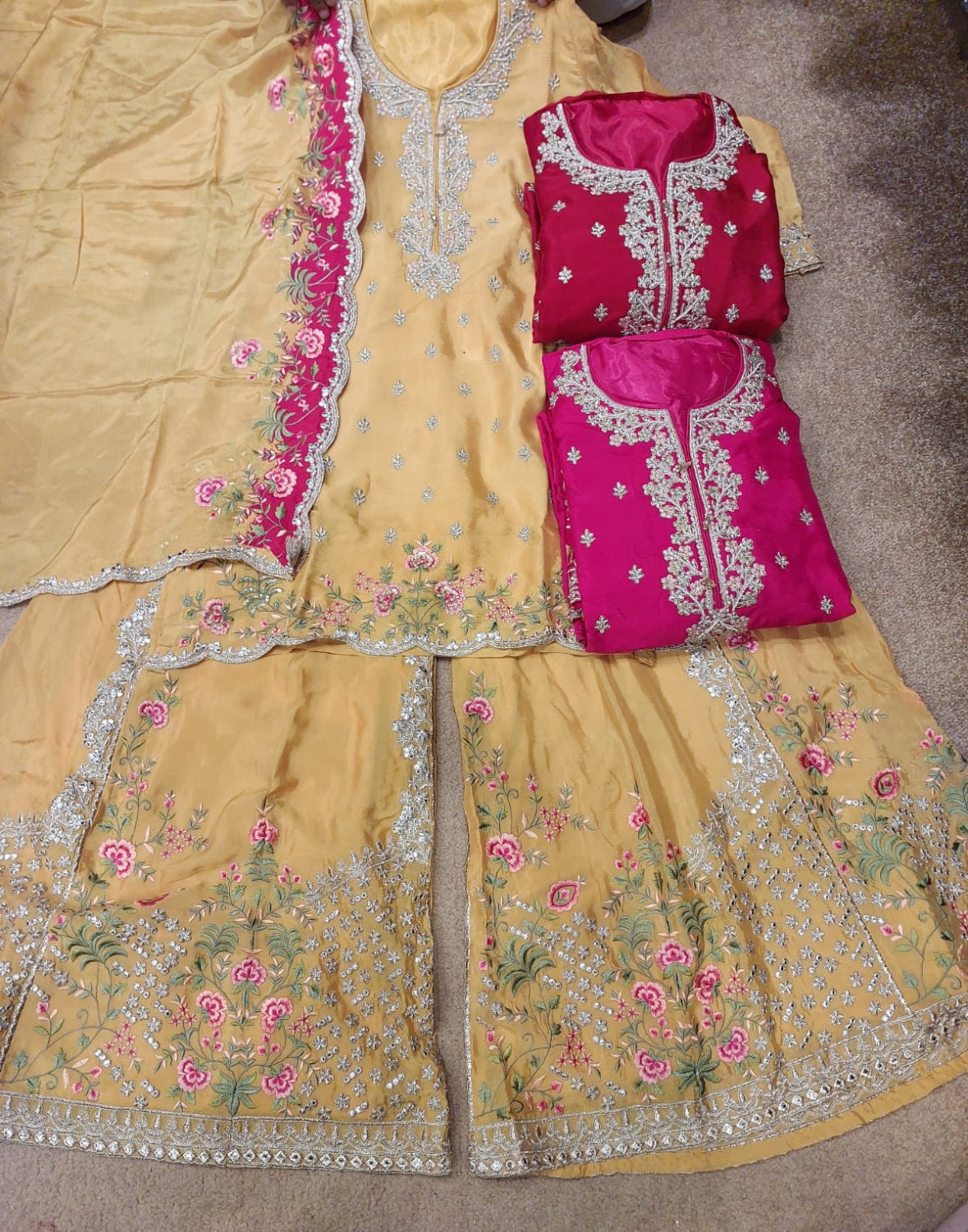 Thread Embroidery Sharara Set