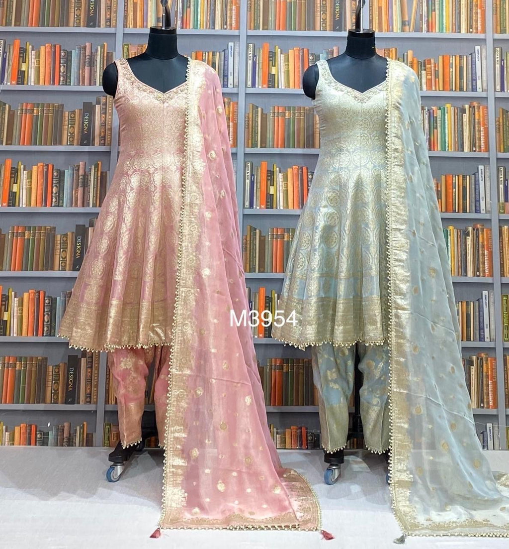 Stunning Banarasi Anarkali With Straight Salwar