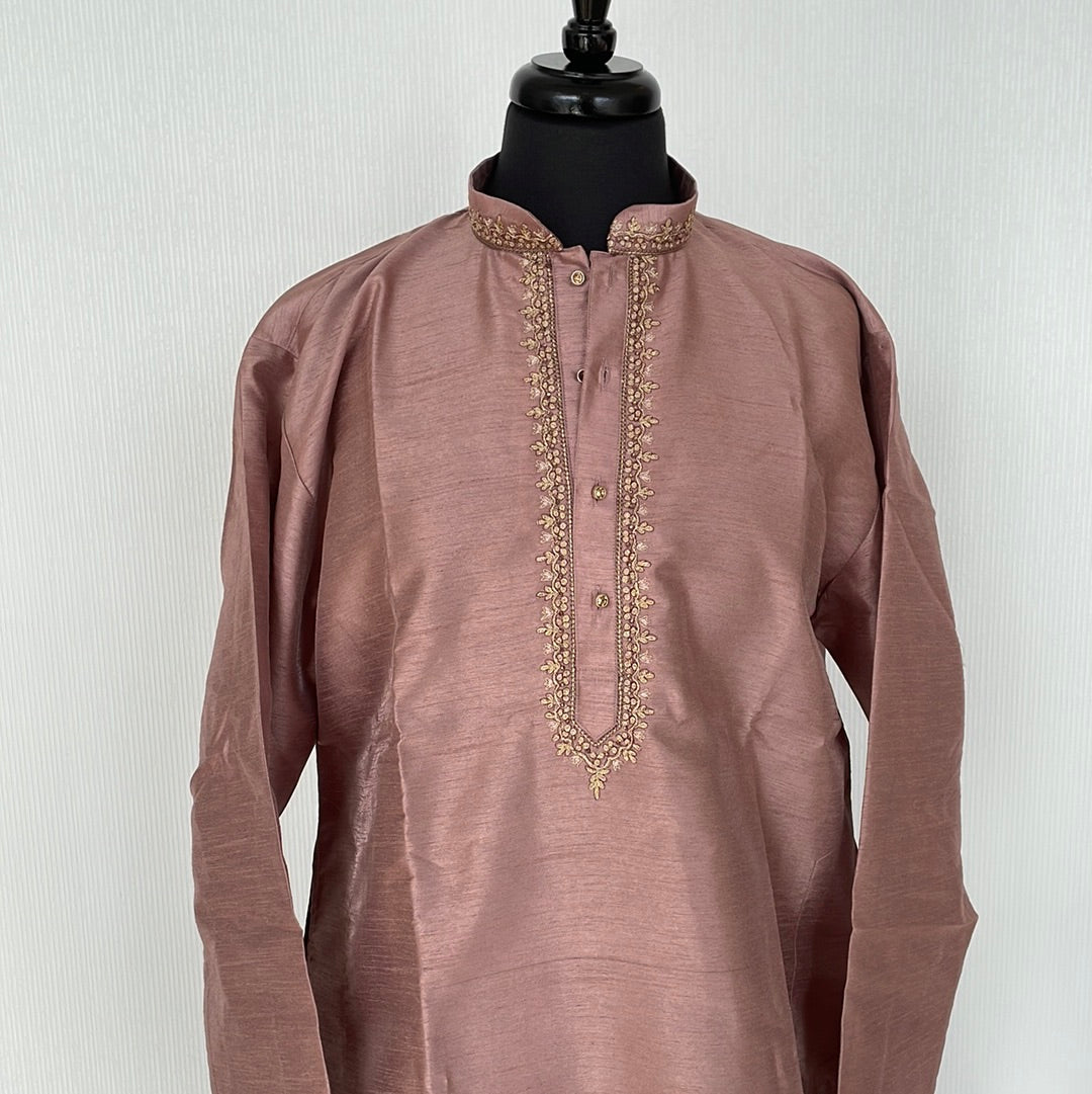 Khadi silk kurta pajama with golden embroidery
