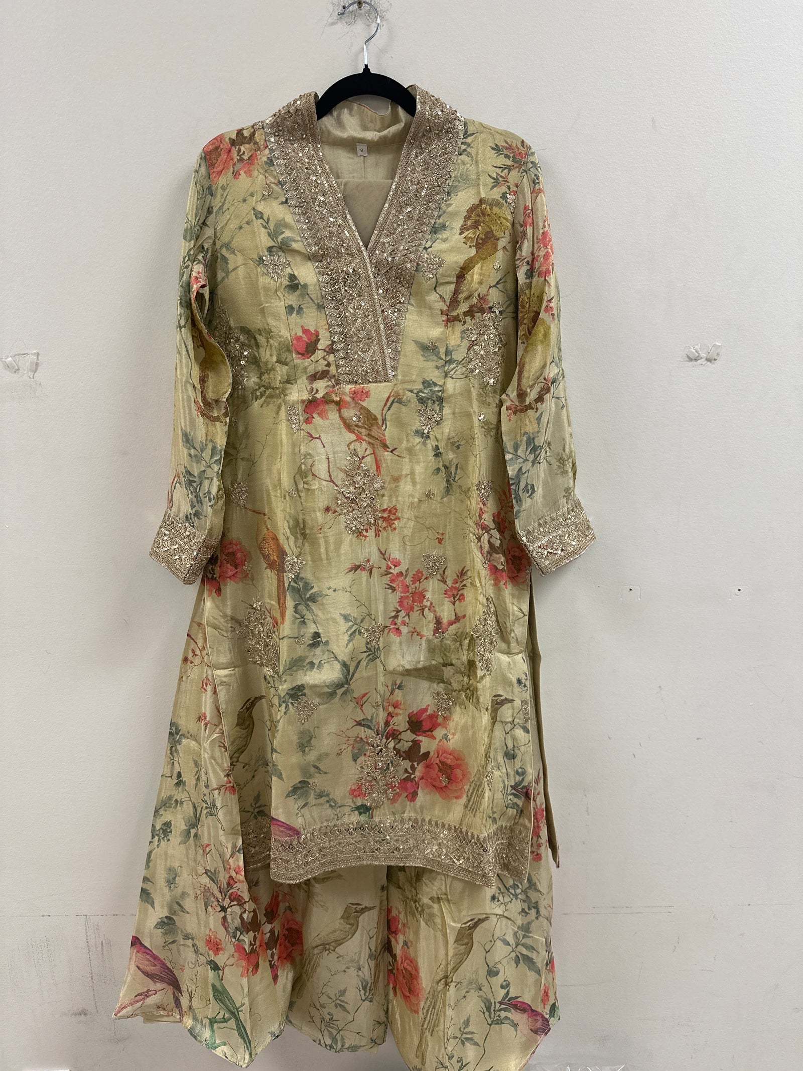 Beautiful Bird Print Sharara Suit