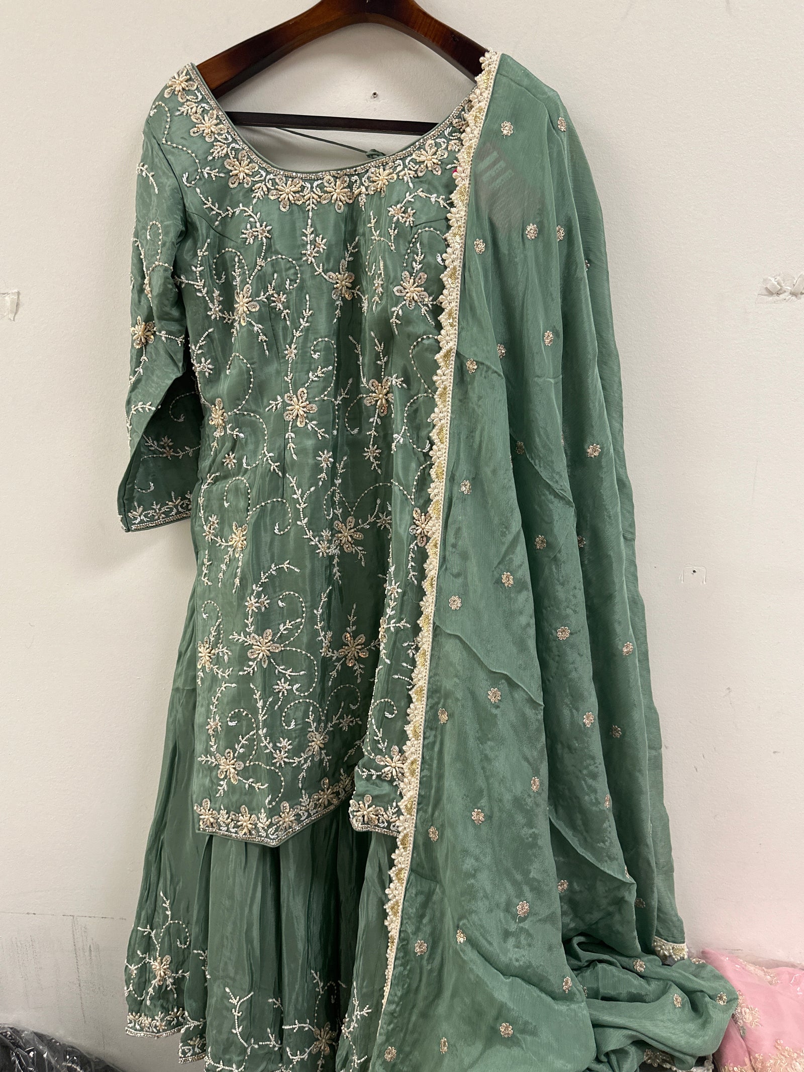 Pearl Embroidery Sharara Suit