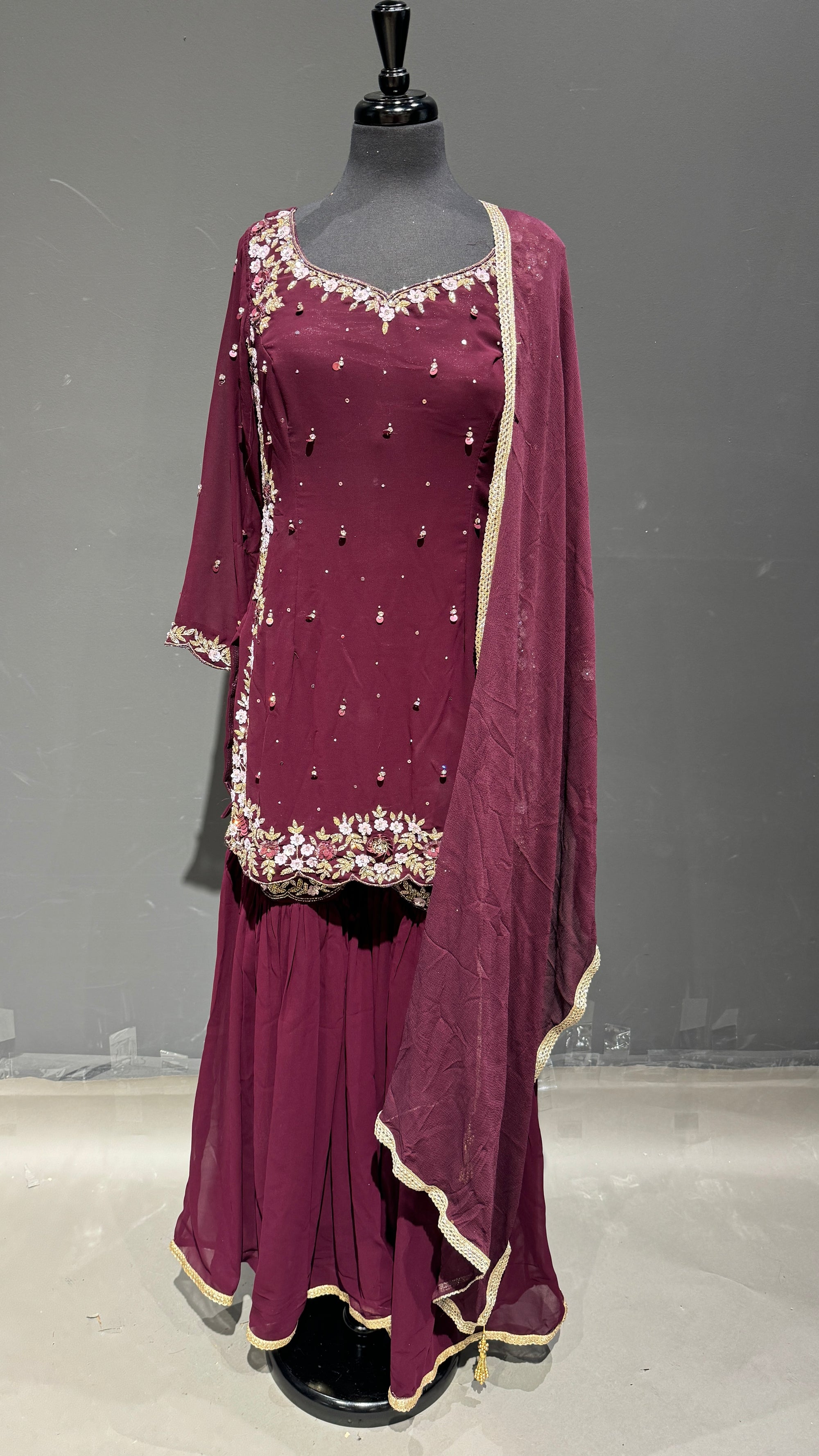 Smooth Gharara Suit with Intricate Border Embroidery