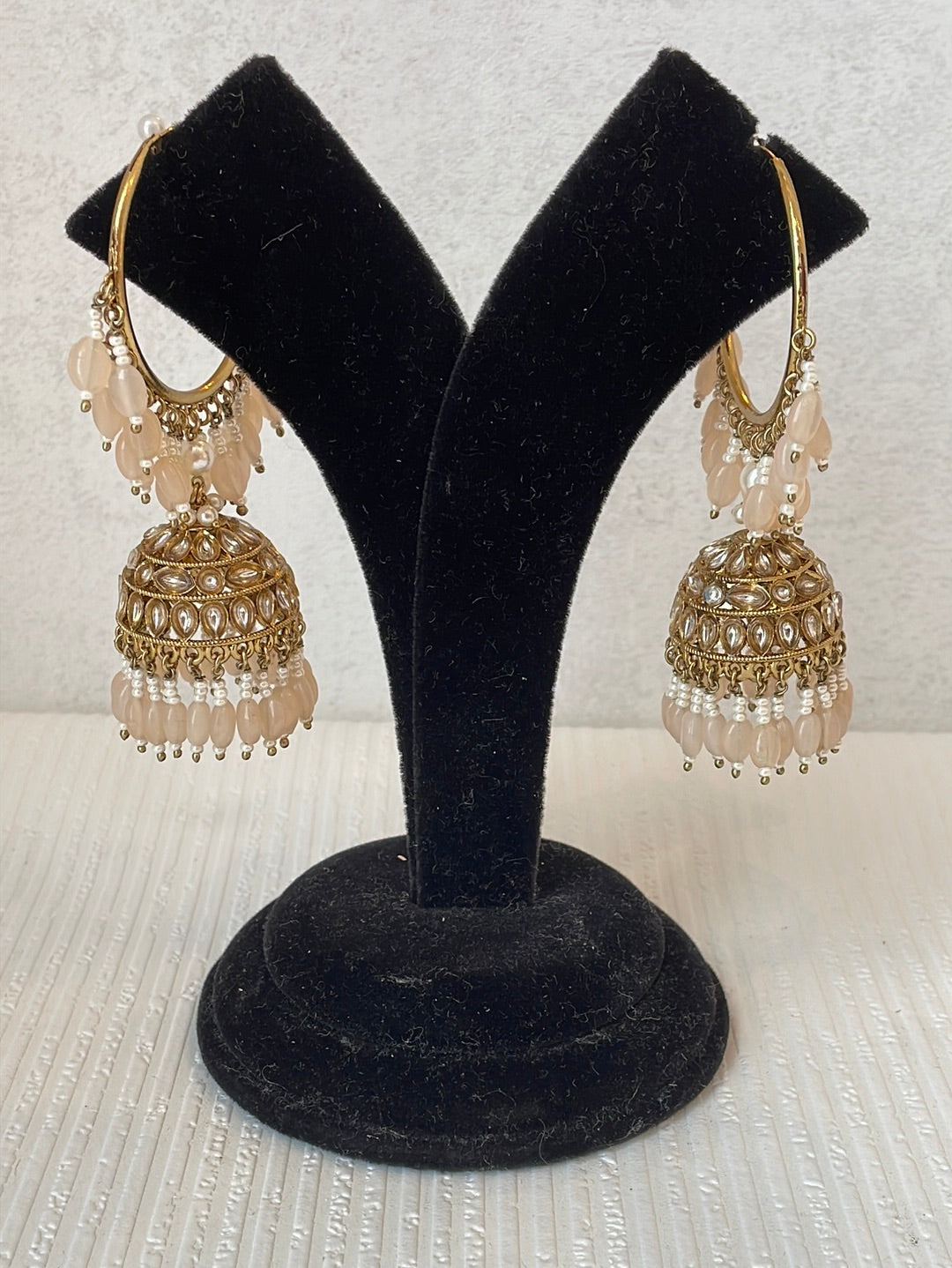 Chand Baliyan With Kundan And Bead Jhumki