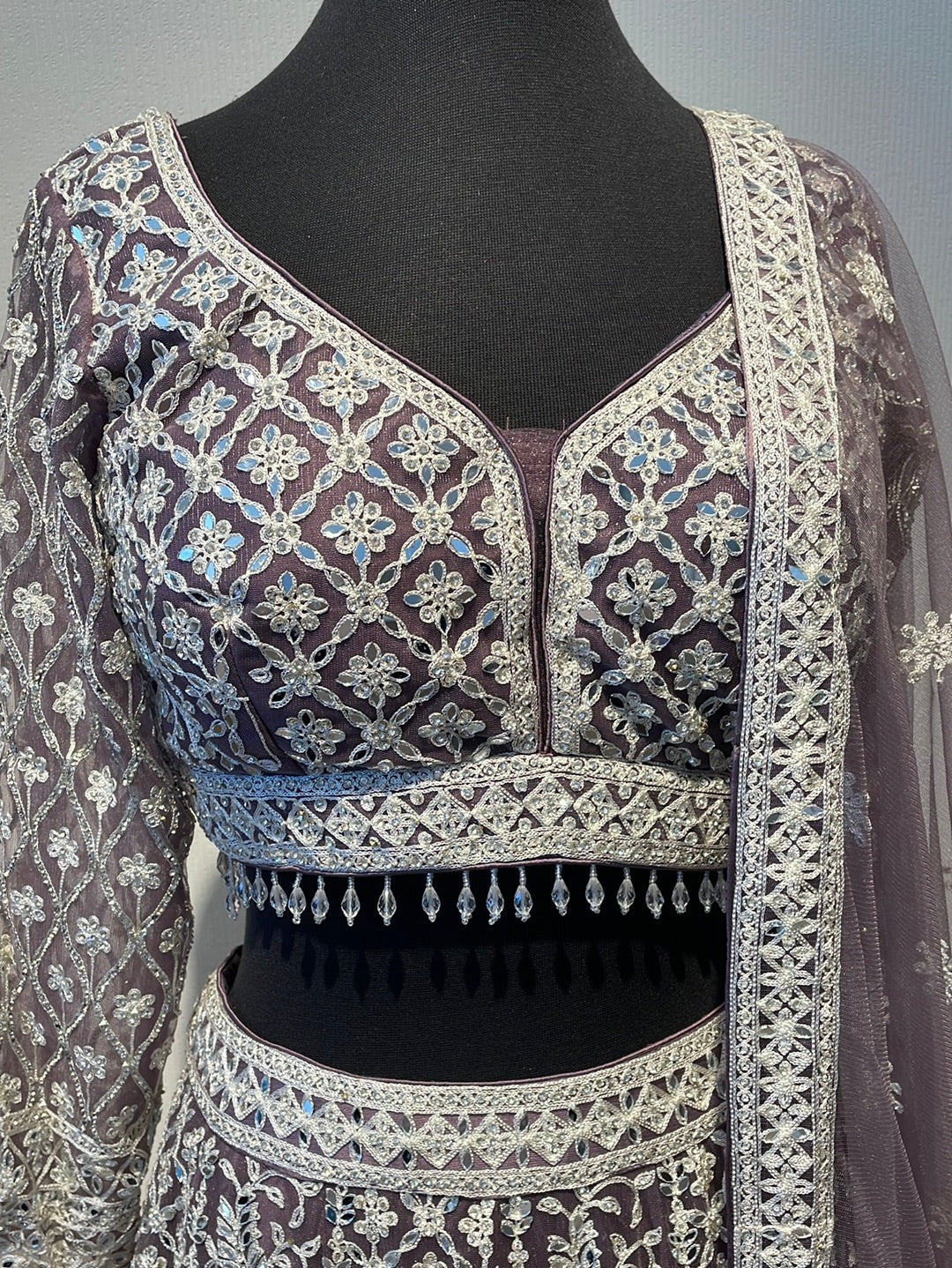 Mirror and Thread Work Stunning Lehenga