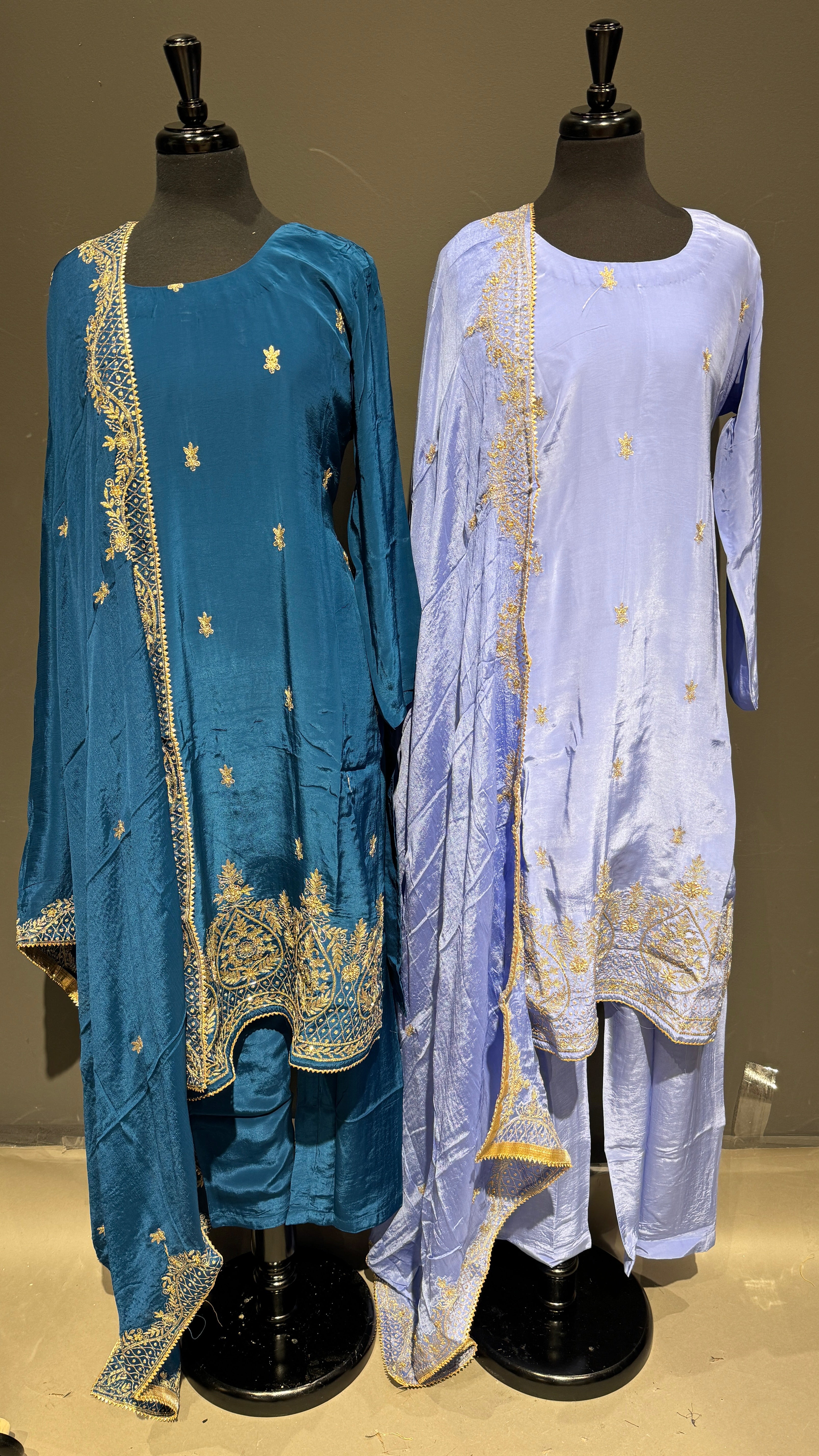 Airy Pant Suit with Bottom Embroidery and Elegance Dupatta