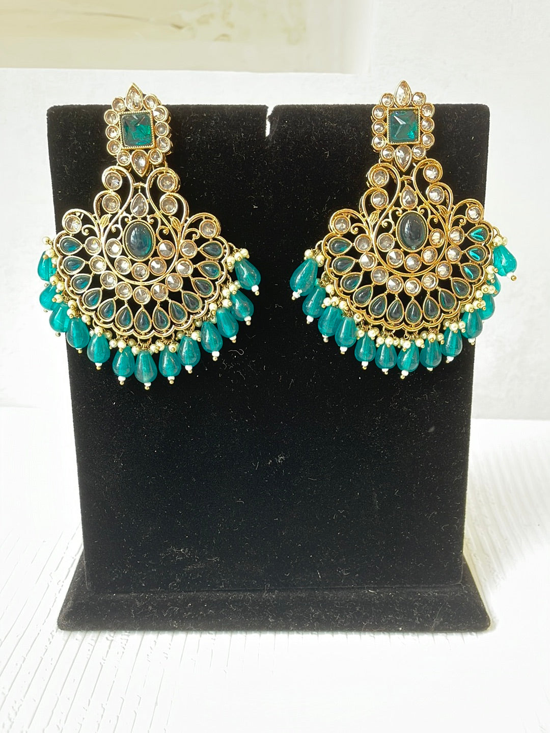 Long Faux Kundan Earrings