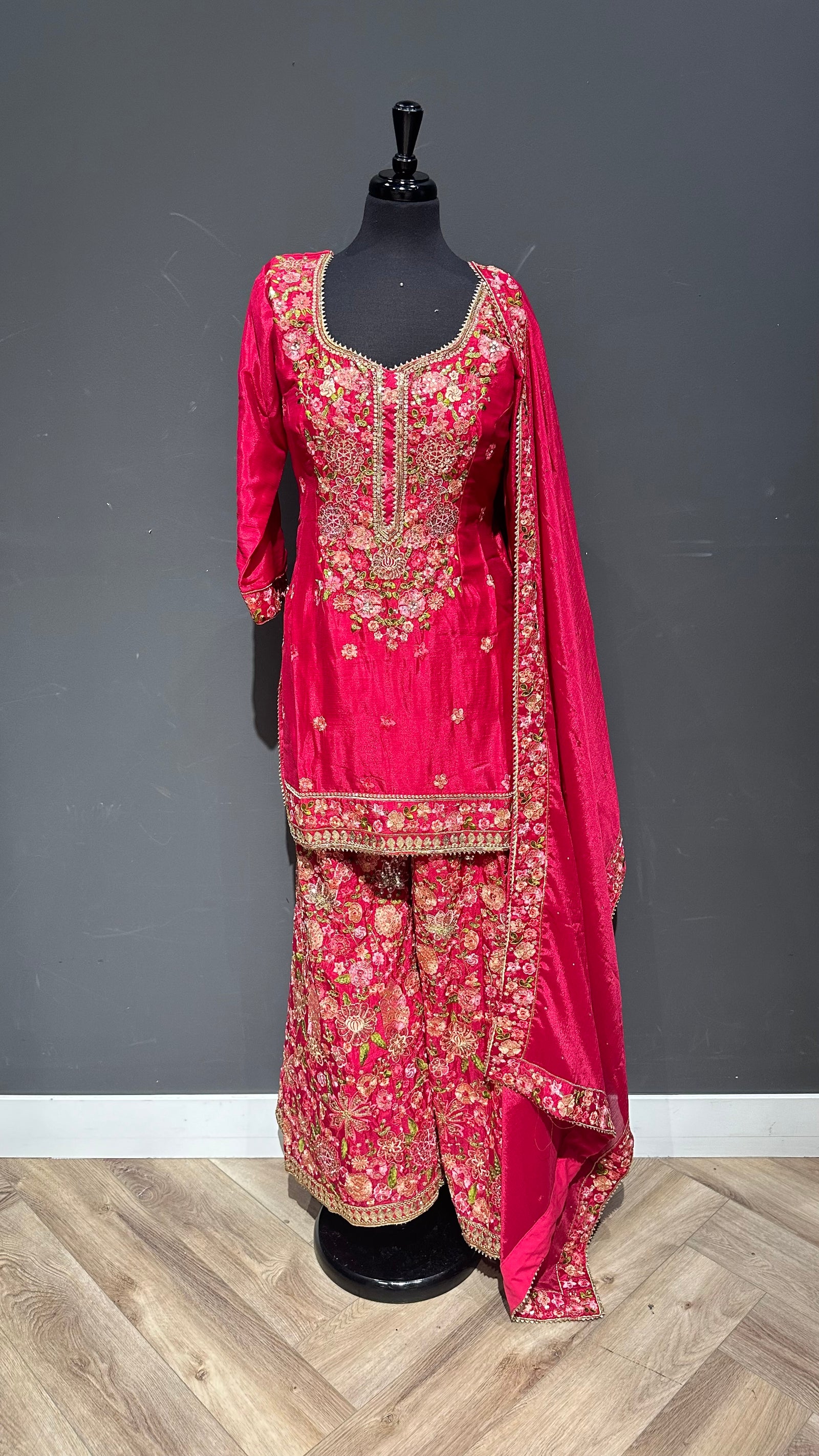 Heavy Floral Thread Work Sharara Suit