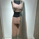 Staggering sequins crop top sharara with backless top