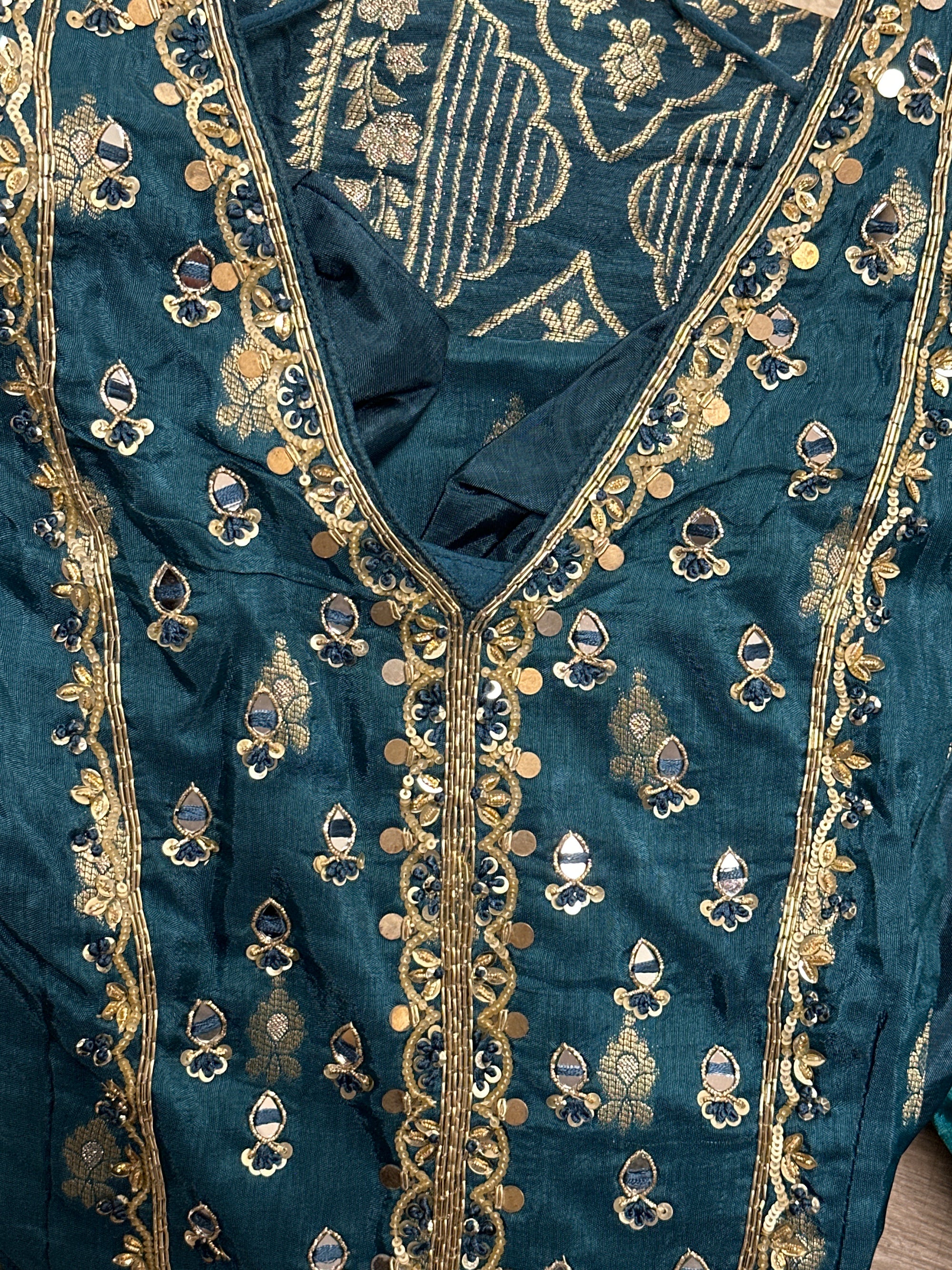 Beautiful Embroidered Shirt with Banarasi Sharara