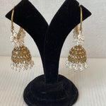 White Chand Bali With Kundan Work