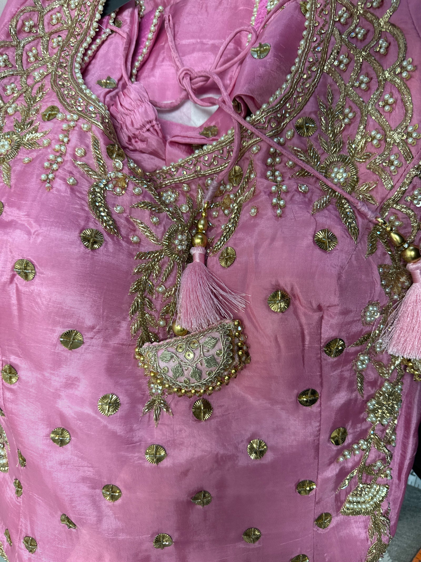 Dabka & Sequen Emb with Banarsi Gharara and Pants