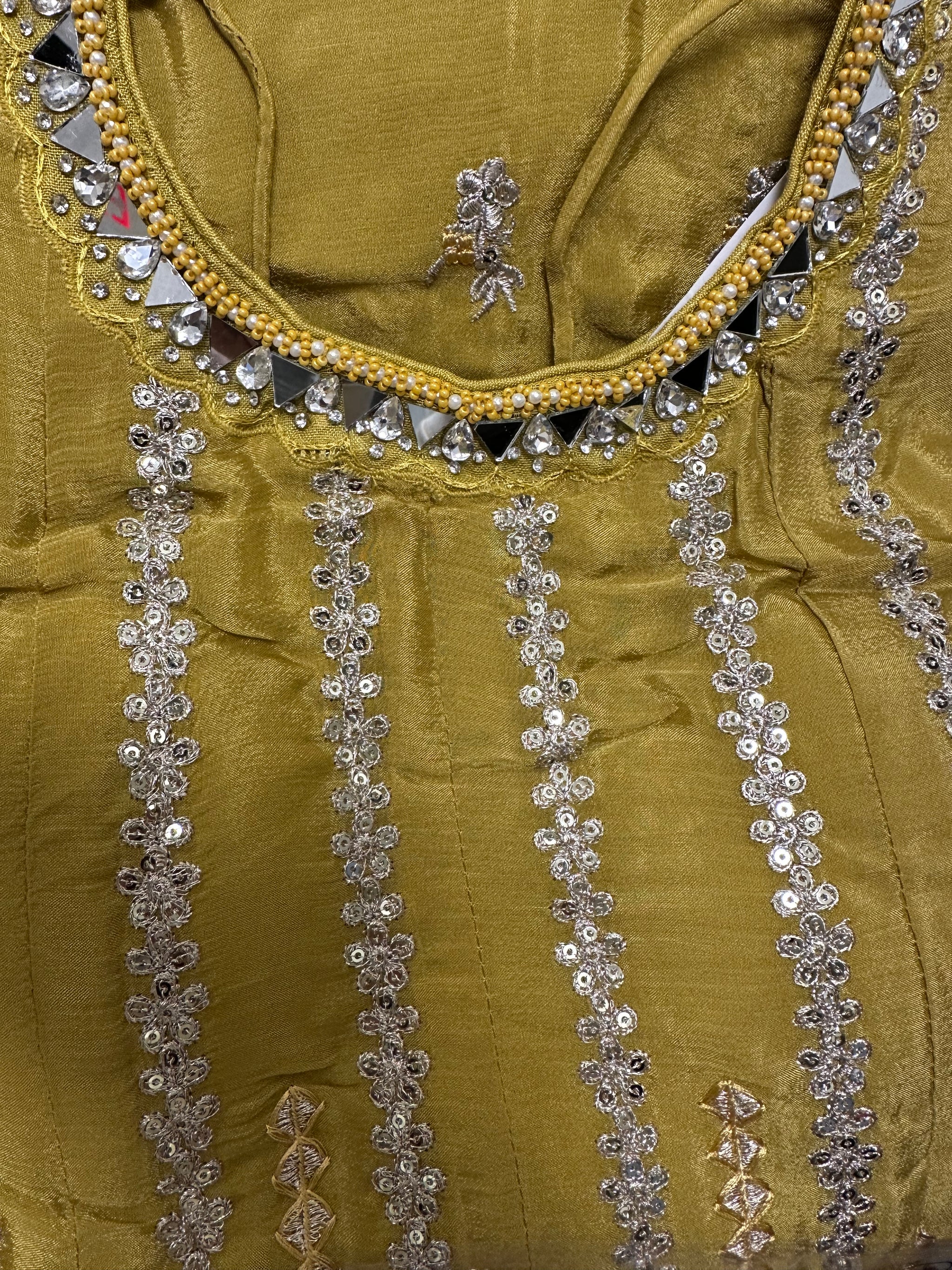 Stunning Light Gold Work Sharara Suit