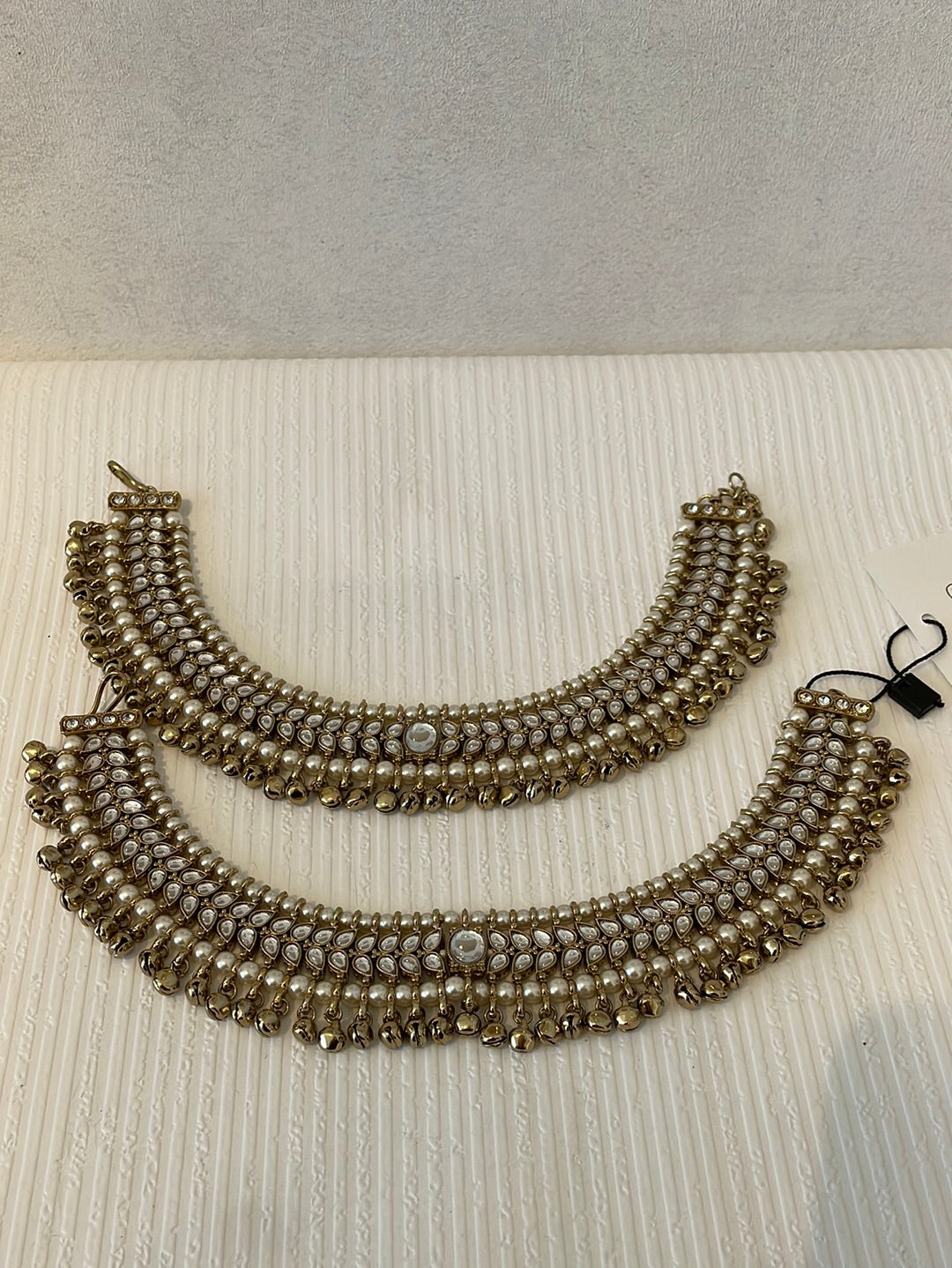 Kundan And Pearl Anklets