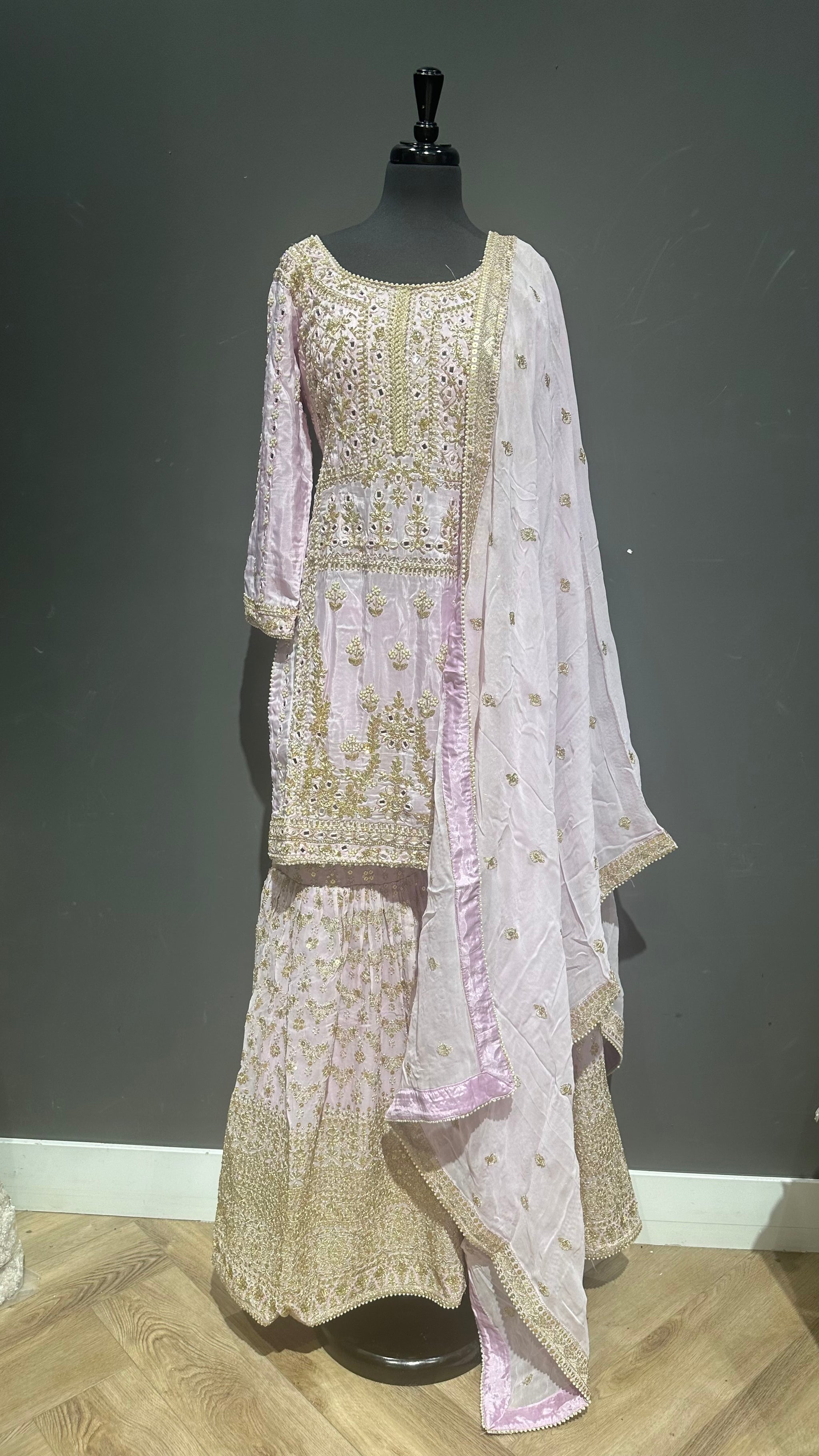 Mirror Work Heavy Embroidery Gharara Suit