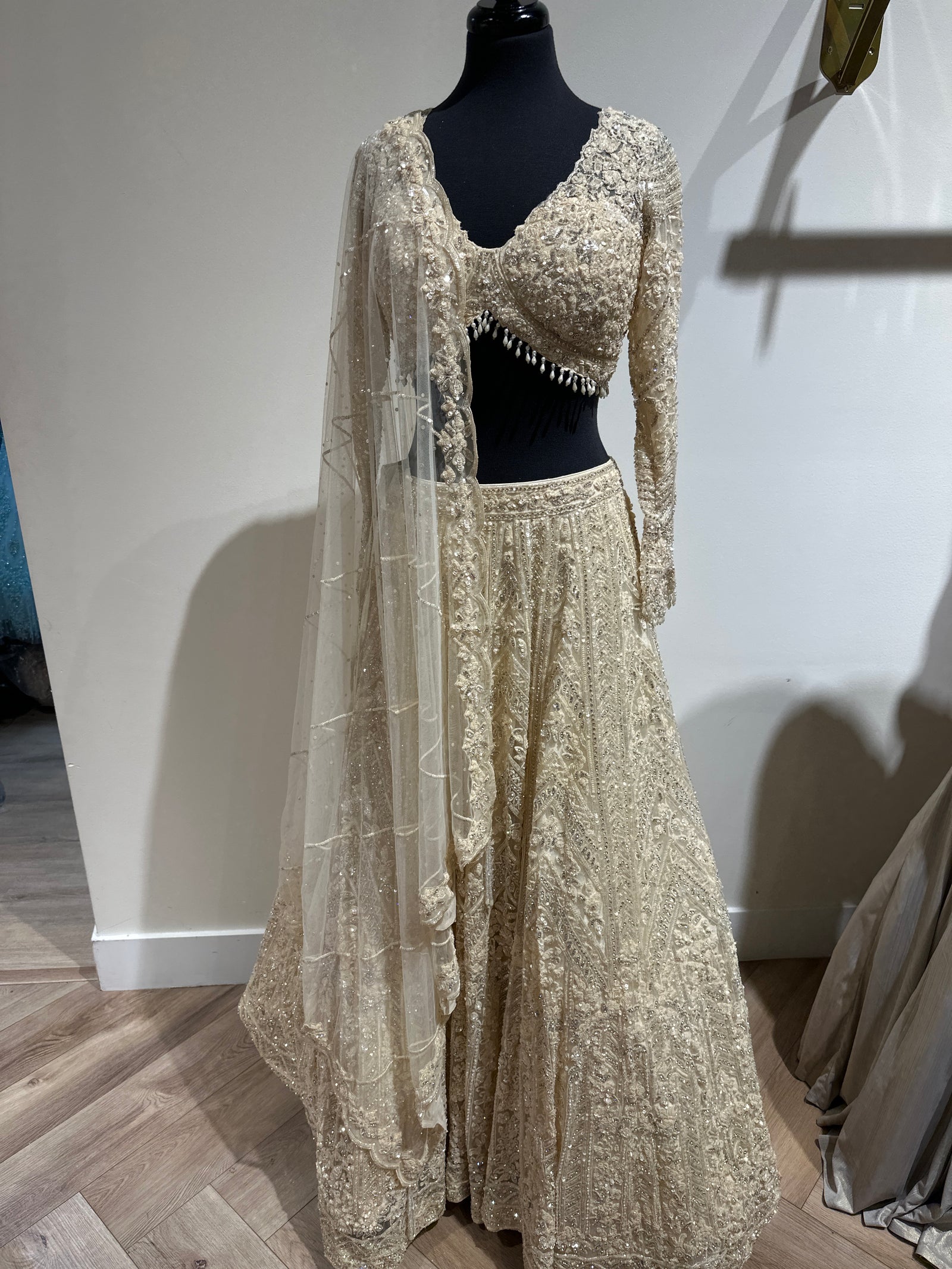 Stunning Reception Lehenga with Pearls